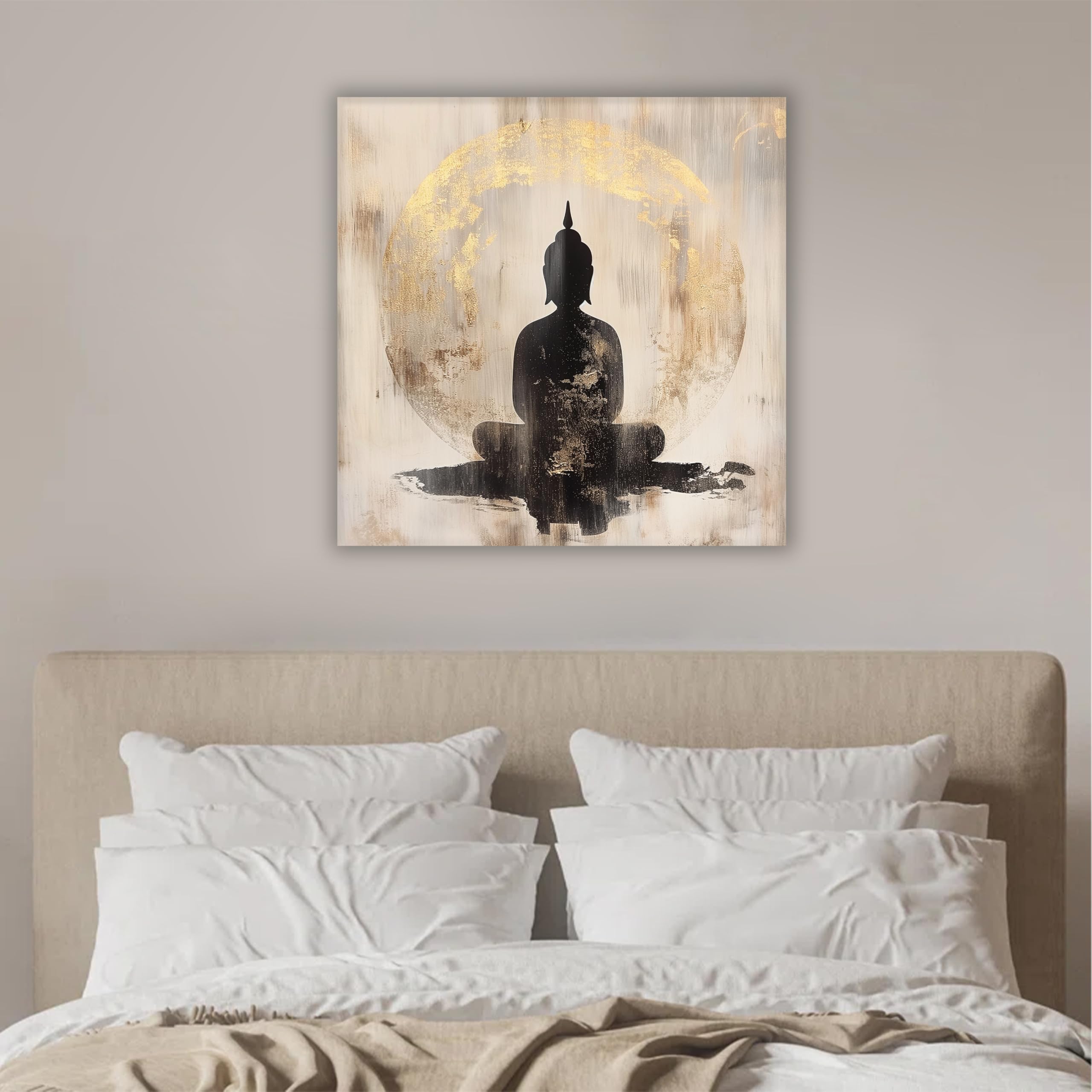 White Buddha Canvas Painting - Calming Wall Art -14