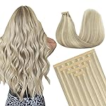 DOORES Tape in Human Hair Extensions - Ash Blonde Highlighted Platinum Blonde, 26 Inch, 30g, 10pcs - Straight Remy Hair