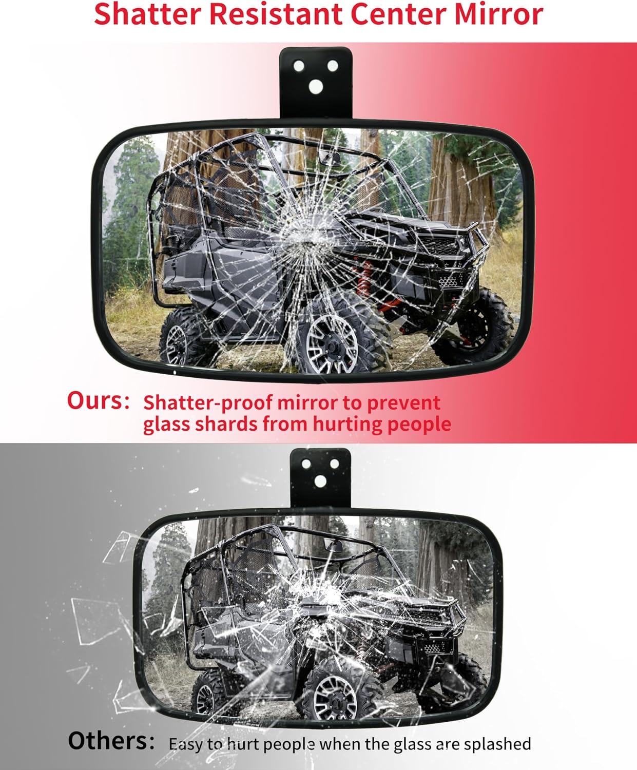 Foldable Convex Rearview Center Mirror for Honda Pioneer 1000-3 1000-5 1000-6 2016-2025 Accessories, Wide Angle High-definition Mirror with Adjustable Pivot