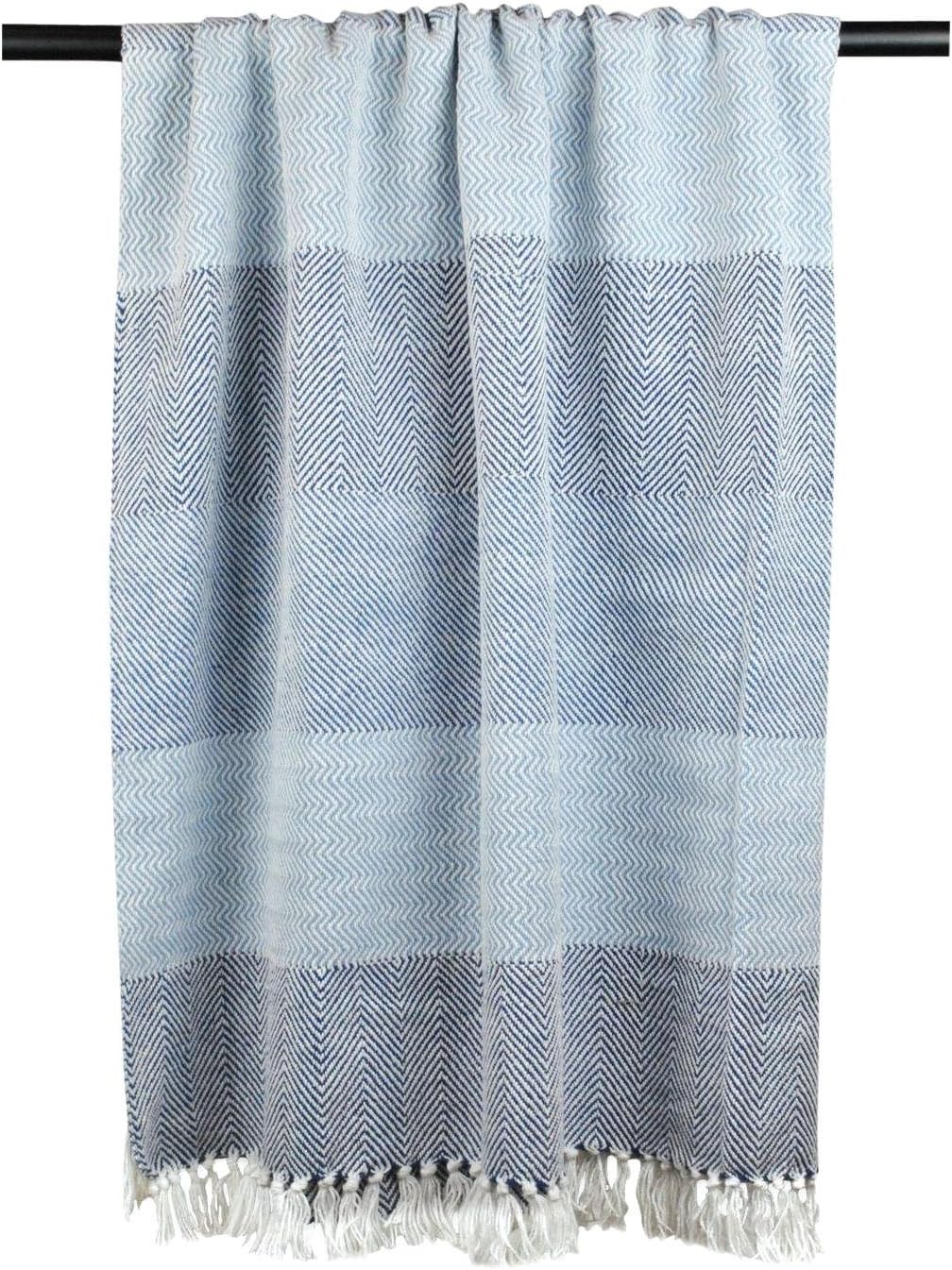 DII Herringbone Striped Collection Cotton Throw Blanket