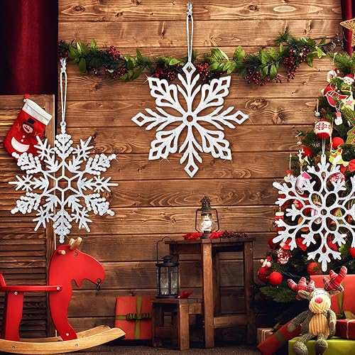 Miniatura 10 de 10 adornos grandes de copos de nieve de 12 pulgadas, decoraciones de copos de nieve colgantes de Navidad para decoración de árbol de Navidad, copos