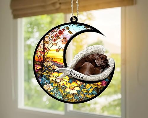 Miniatura 420 de Chow Chow Dog Memorial Suncatcher, adorno de Navidad Chow Chow con nombre, atrapador de pérdida de mascotas, regalos para los amantes de los perros
