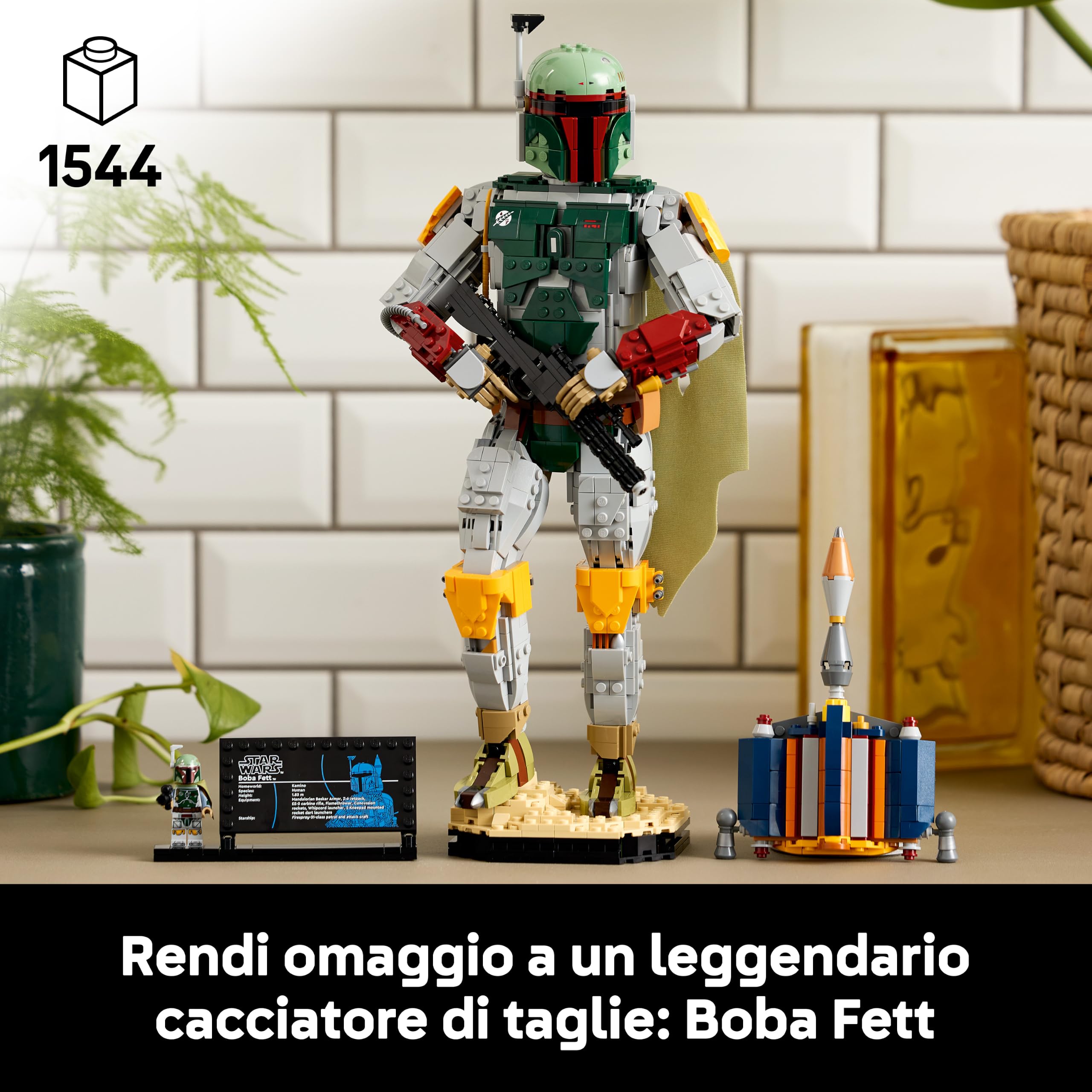 LEGO Star Wars 75455 Boba Fett Action Figure - Kit di Modellismo per Adulti con Armatura Beskar, Blaster e Minifigure - Decorazione da Scaffale o Scrivania - Regalo per i Fan del Ritorno dello Jedi