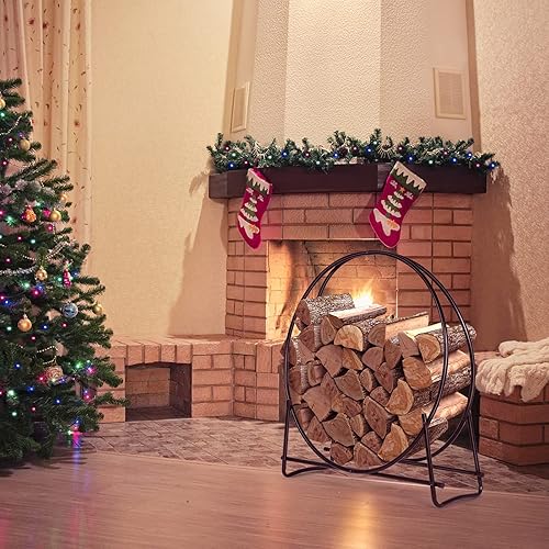 Miniatura 3 de RELAX4LIFE Accesorios para chimenea estante de leña  Aro tubular de troncos de 40 pulgadas para uso en interiores exteriores marco de acero