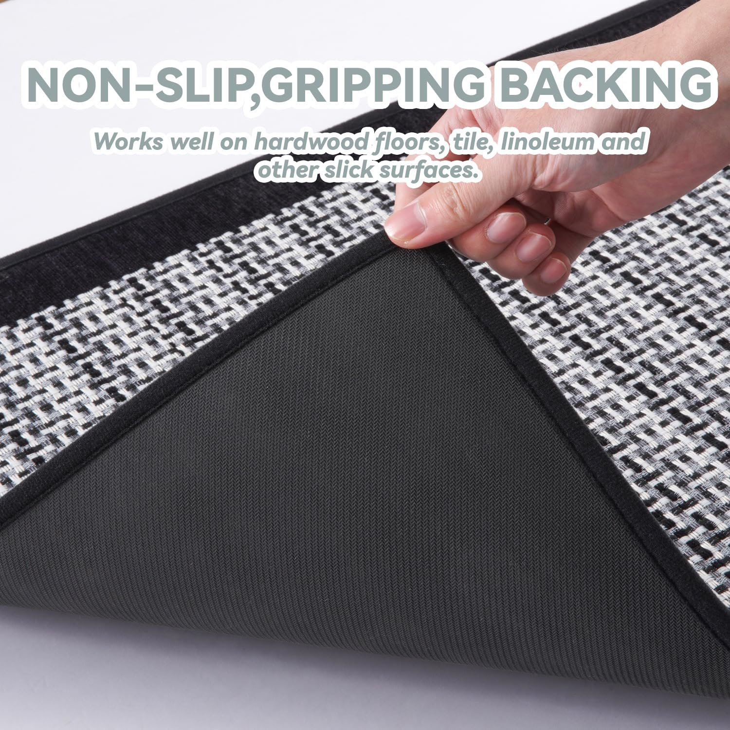 SIXHOME Tapis de Cuisine Antidérapant en Caoutchouc Lavable en Machine Absorbant Noir 50x80+50x150cm
