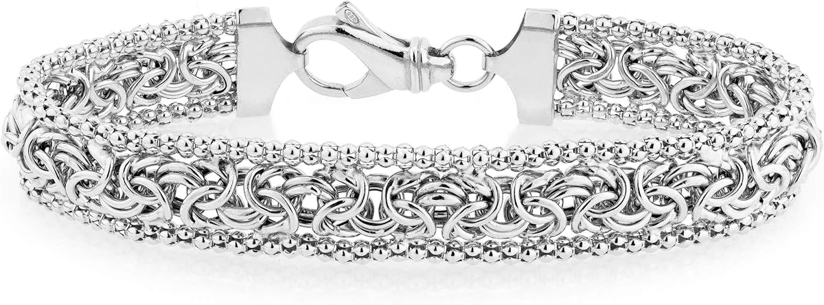 Italian 925 Sterling Silver, 18K Gold Plated Byzantine Bracelet