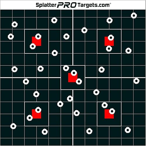 Objetivos de salpicaduras de 12 x 12. Los disparos estallan con halo blanco brillante sobre el impacto. Mira tus disparos al instante.