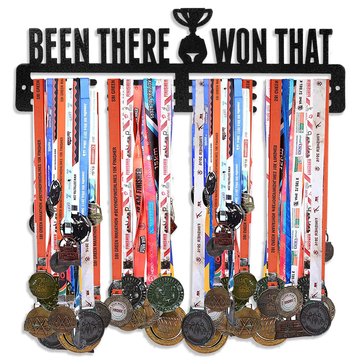 Sehaz Artworks Been There Medal Holder Display Hanger Rack Medals Black Medal Holder Wall Mount Running Medal Frame Holds Upto 24-30 Medals