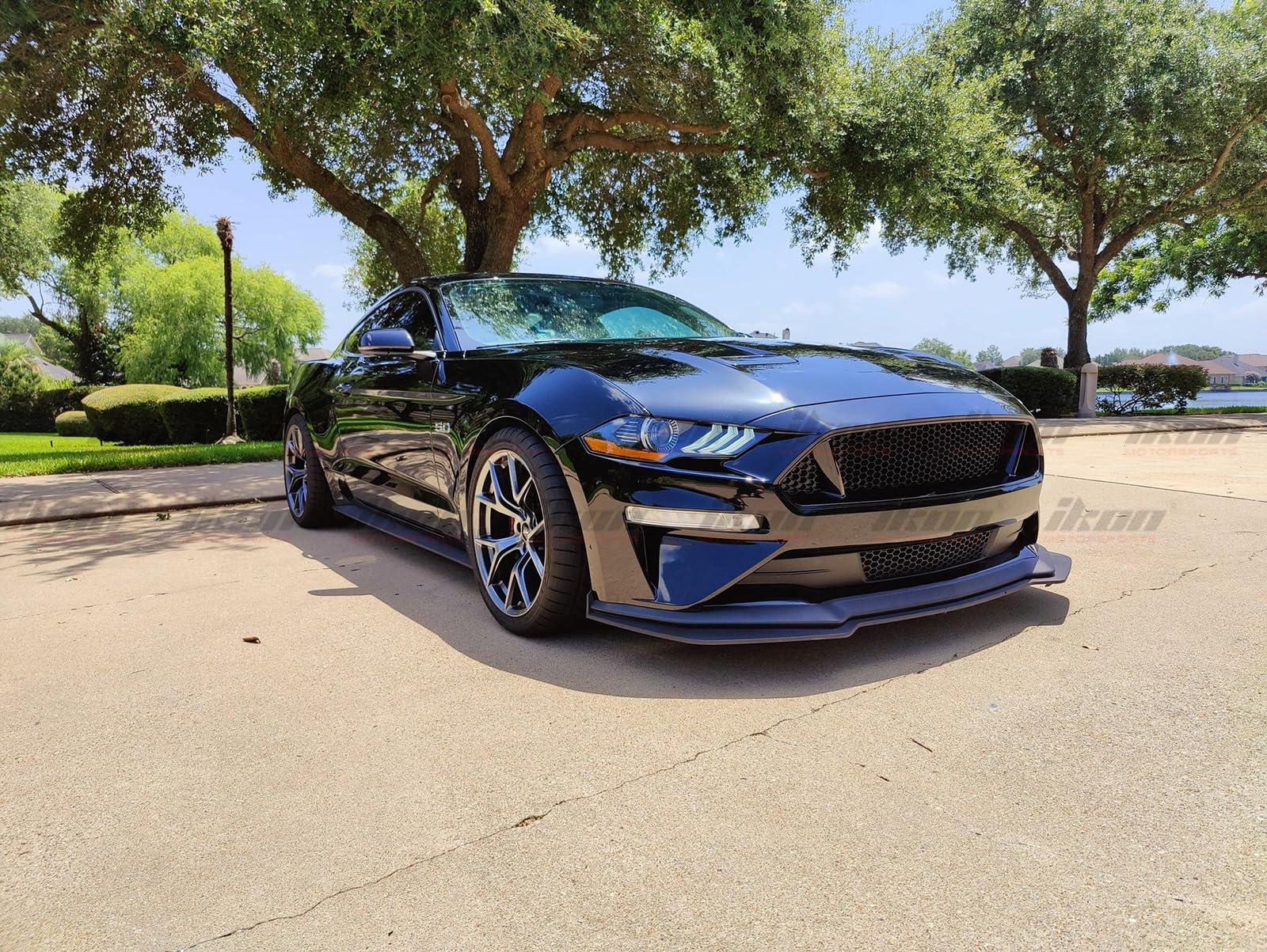 IKON MOTORSPORTS Front Bumper Lip Compatible with 2018-2023 Ford Mustang GT Model Only GT Style Unpainted Black Polypropylene PP Air Dam Chin Spoiler Protector Splitter