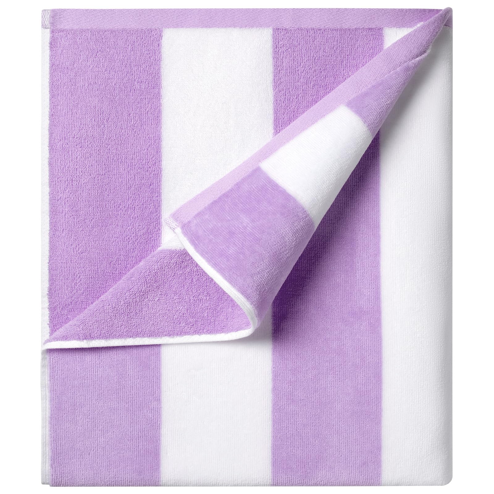 Ouxiaobai Cotton Oversized Beach Towel - 35 x 70 Inch Large Size Pool Towel, Striped Soft Cabana Swim Towel (Purple)