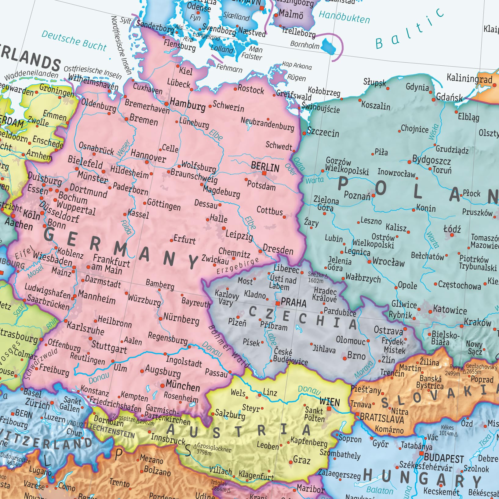 Maps International Carte Murale de l'Europe pour Enfants - Affiche Éducative d'Apprentissage - Mise à jour 2025 - Laminée - 59 x 42 cm