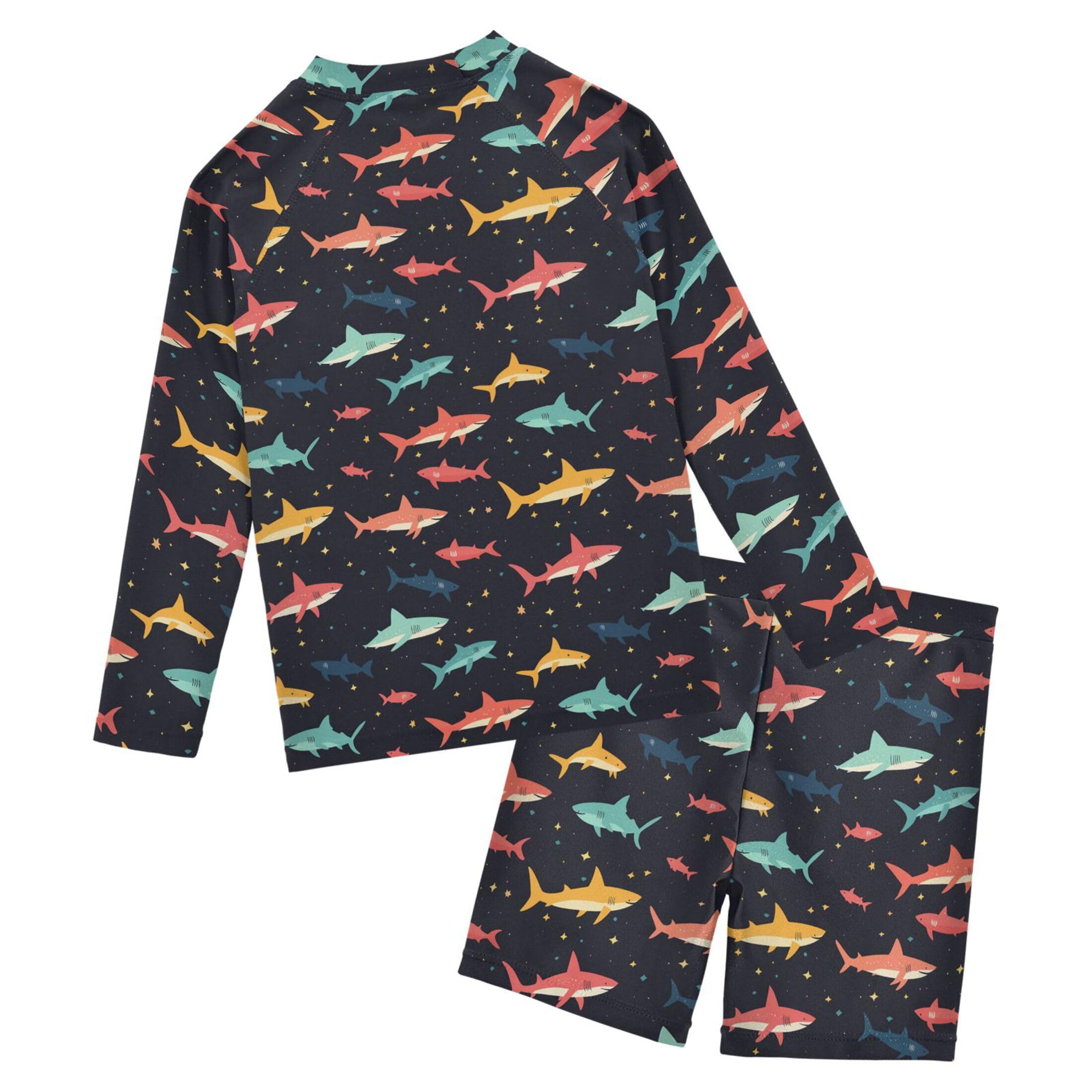 Cute Shark Baby Boys' Toddler Long Sleeved Rashguard Swim Bathing Suit Set B0404968
