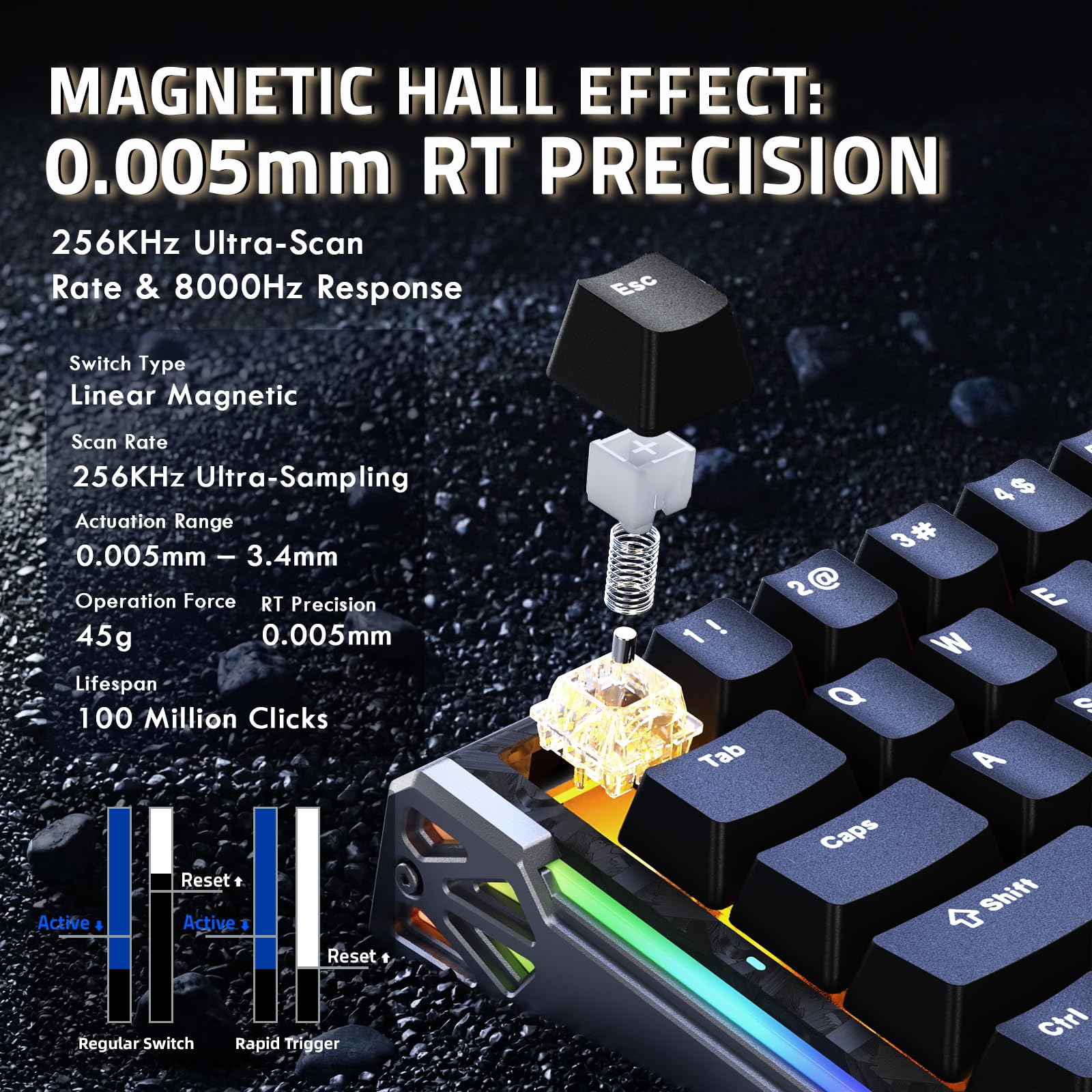 ATTACK SHARK Combo Clavier R68 HE & Souris X11 Ultra Fibre de Carbone, Souris sans Fil Superlight 63g Nordic54L15, 8KHz, PAW3950MAX 42K DPI, Clavier Magnétique 0,005mm RT Rapid Trigger - Black