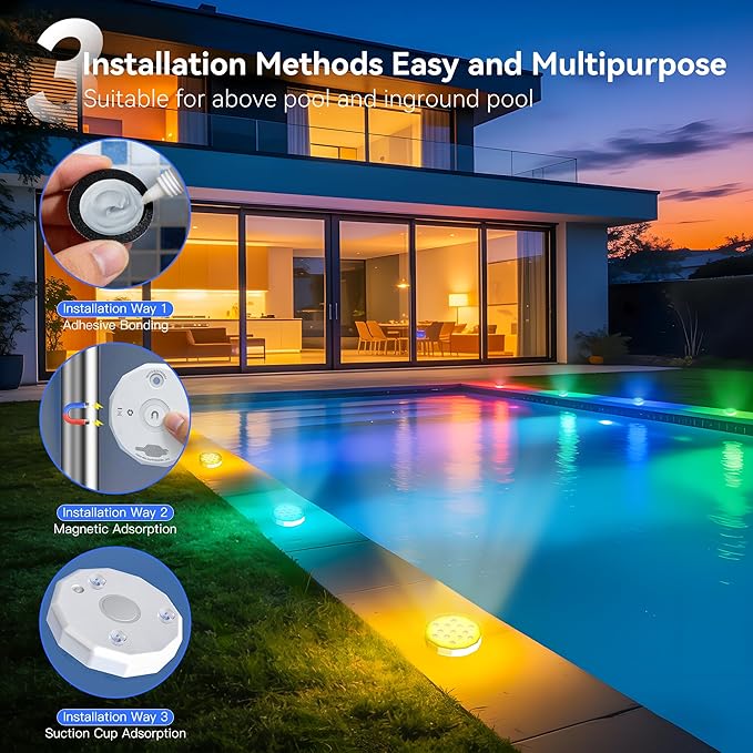 Luces Led Recargables para Piscina Ollny 4 Unidades Control Remoto miniatura 2