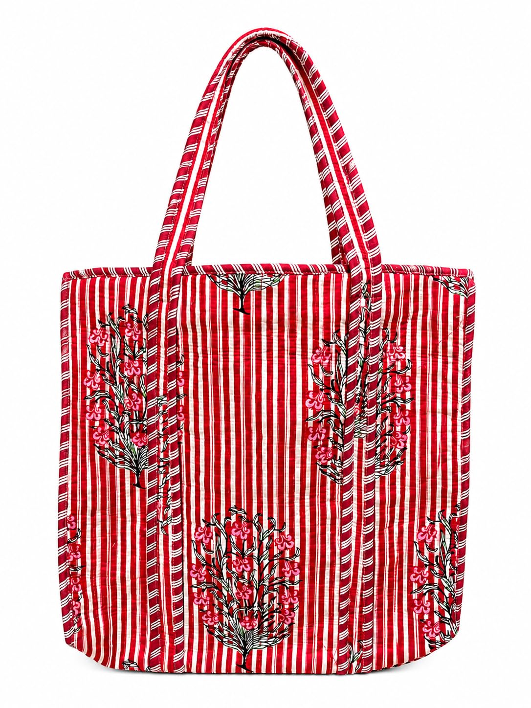 Quilted Block Printed Premium Cotton Women Tote Bag – LightWeight, Comfortable & Easy To Carry For Everyday Use