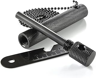 Ganzoo Feuerstahl, Feuerstein, Feuer-Starter, 5000 Zündungen, Magnesium 8mm, Survival EDC Tool mit Aluminium-Hülle, Outdoor Ausrüstung, Camping Multitool, Feuer Machen, Farbe Schwarz