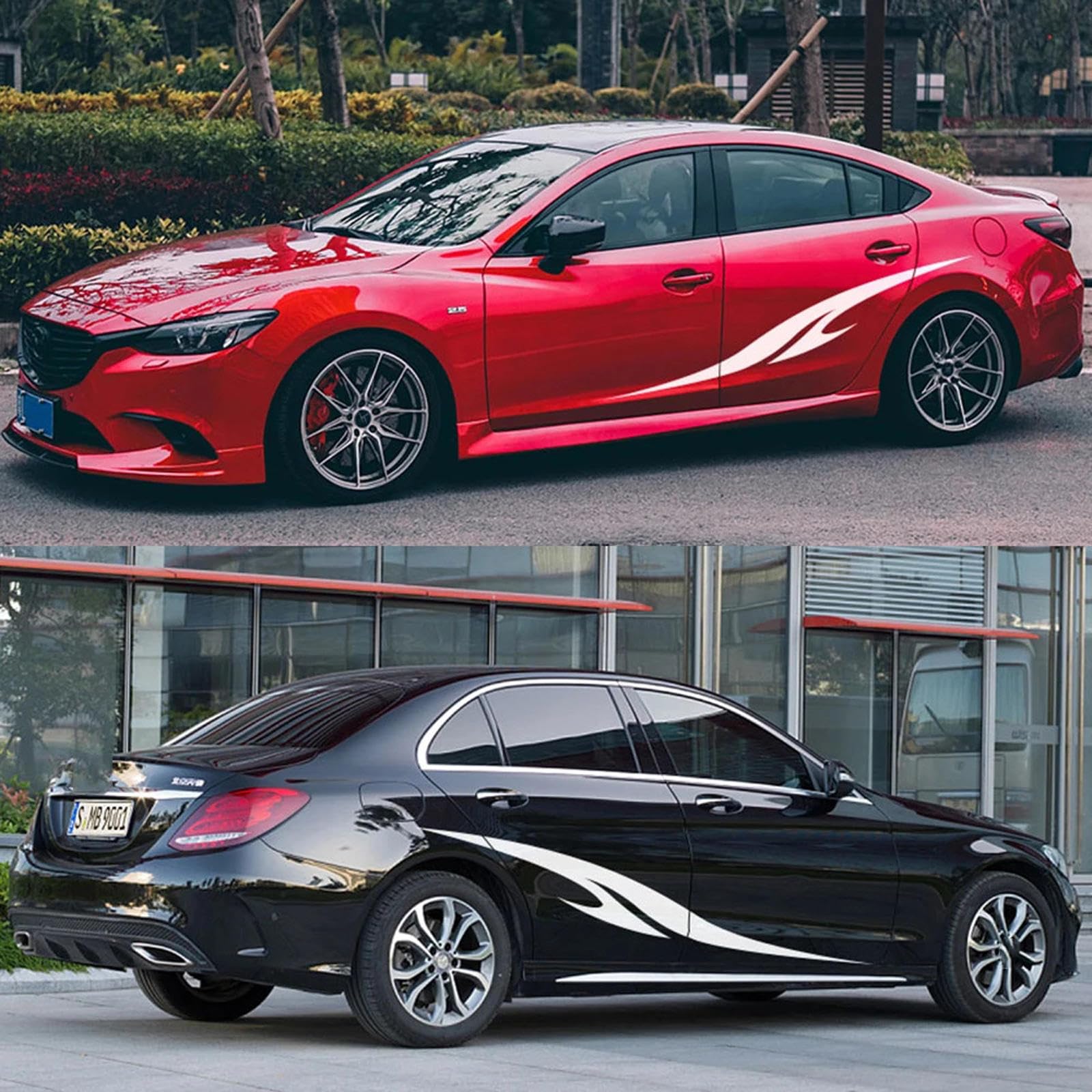 2szt Wyścigi samochodowe Naklejki sportowe Auto Vinyl Boczne spódnice Naklejka Śmieszne Stylowe Graficzne DIY Stylizacja Naklejka Akcesoria do tuningu samochodowego
