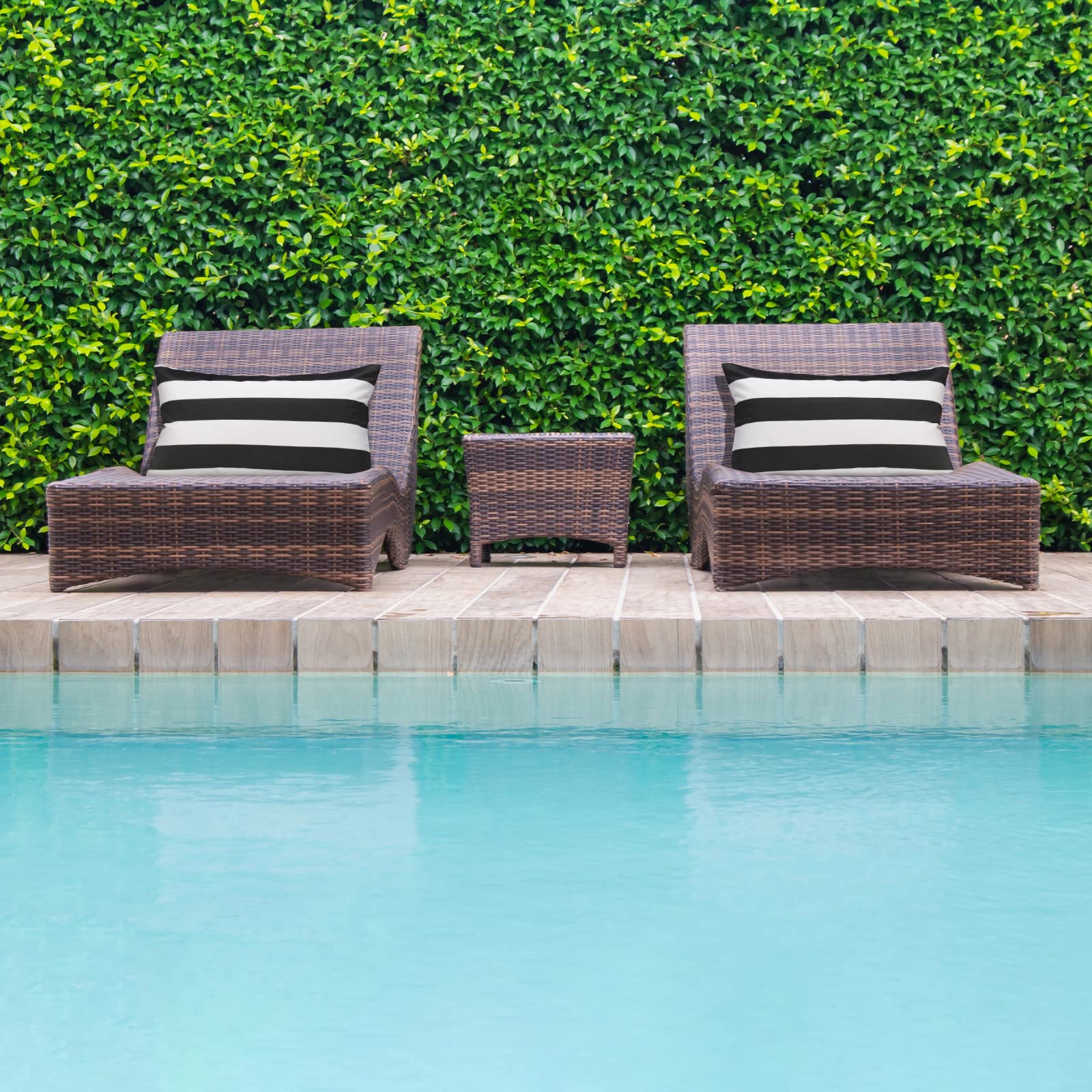 Fodere Impermeabili Per Cuscini Esterni 30x50cm, 2 Pezzi - Resistente Ai Raggi UV, Design A Righe, Per Giardino E Patio