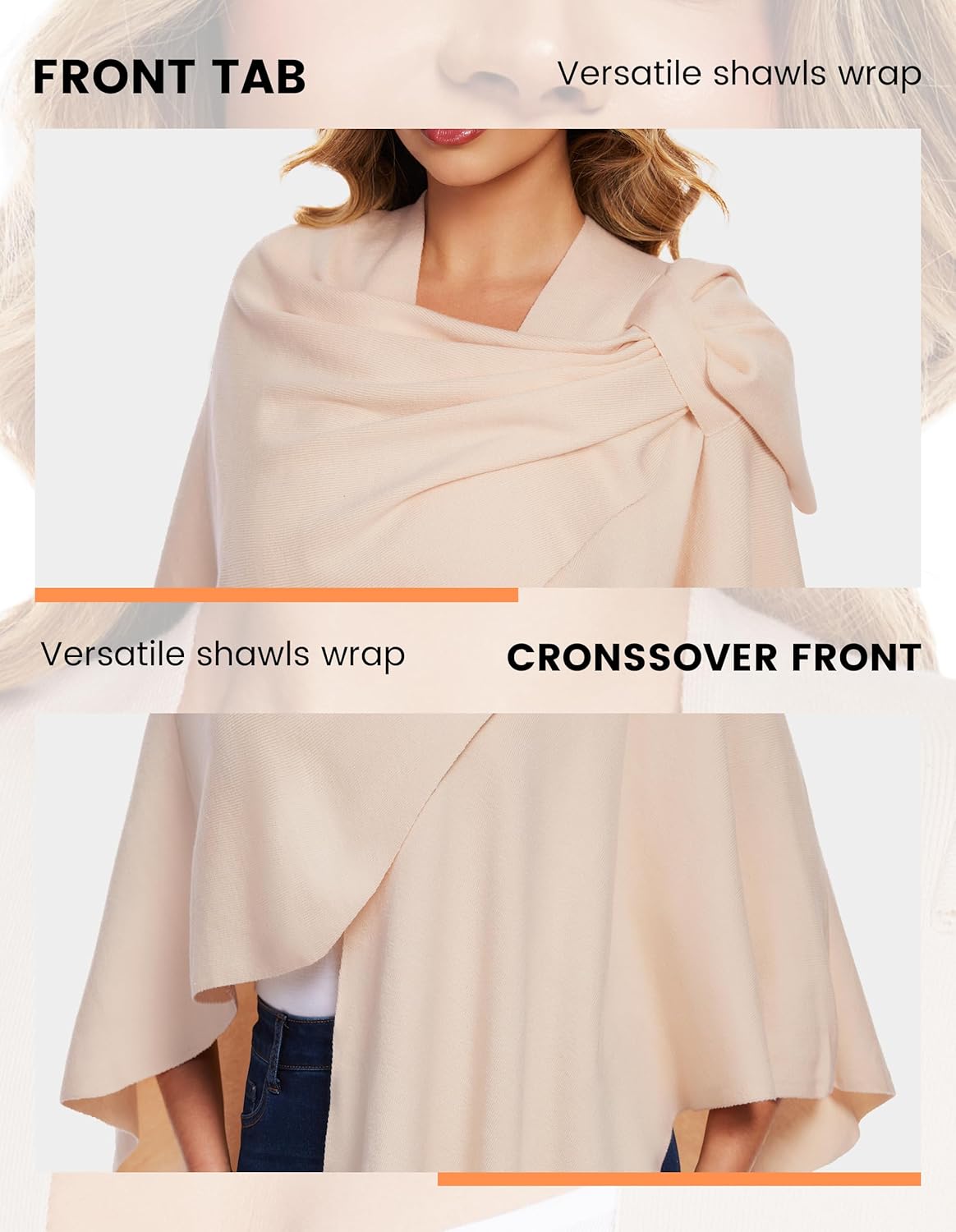 Women's Elegant Shawl Wraps Soft Open Front Poncho Sweater for Spring Fall Winter - Image 6