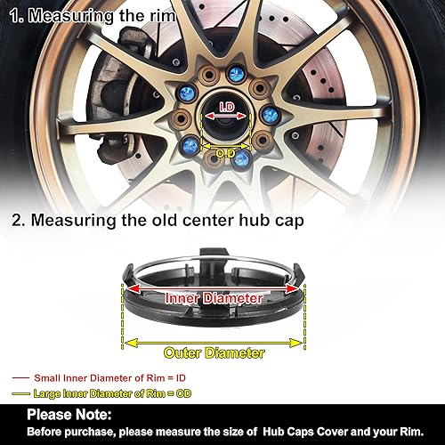 Miniatura 4 de X AUTOHAUX 4 tapas de cubo central de rueda de 2.362in y 2.402in, tapas de cubo universales para llantas de automóvil, color negro