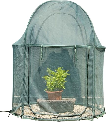 Cubierta redonda de malla grande de 4 x 4 pies para plantas, 4.9 pies de alto, jaula de protección de plagas para verduras, frutas, red duradera de