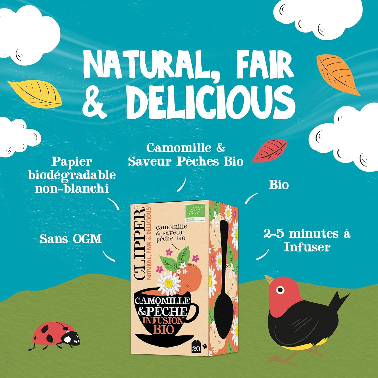 Clipper Infusion Bio Camomille & Pêche: Détente Naturelle et Éthique - Image secondaire