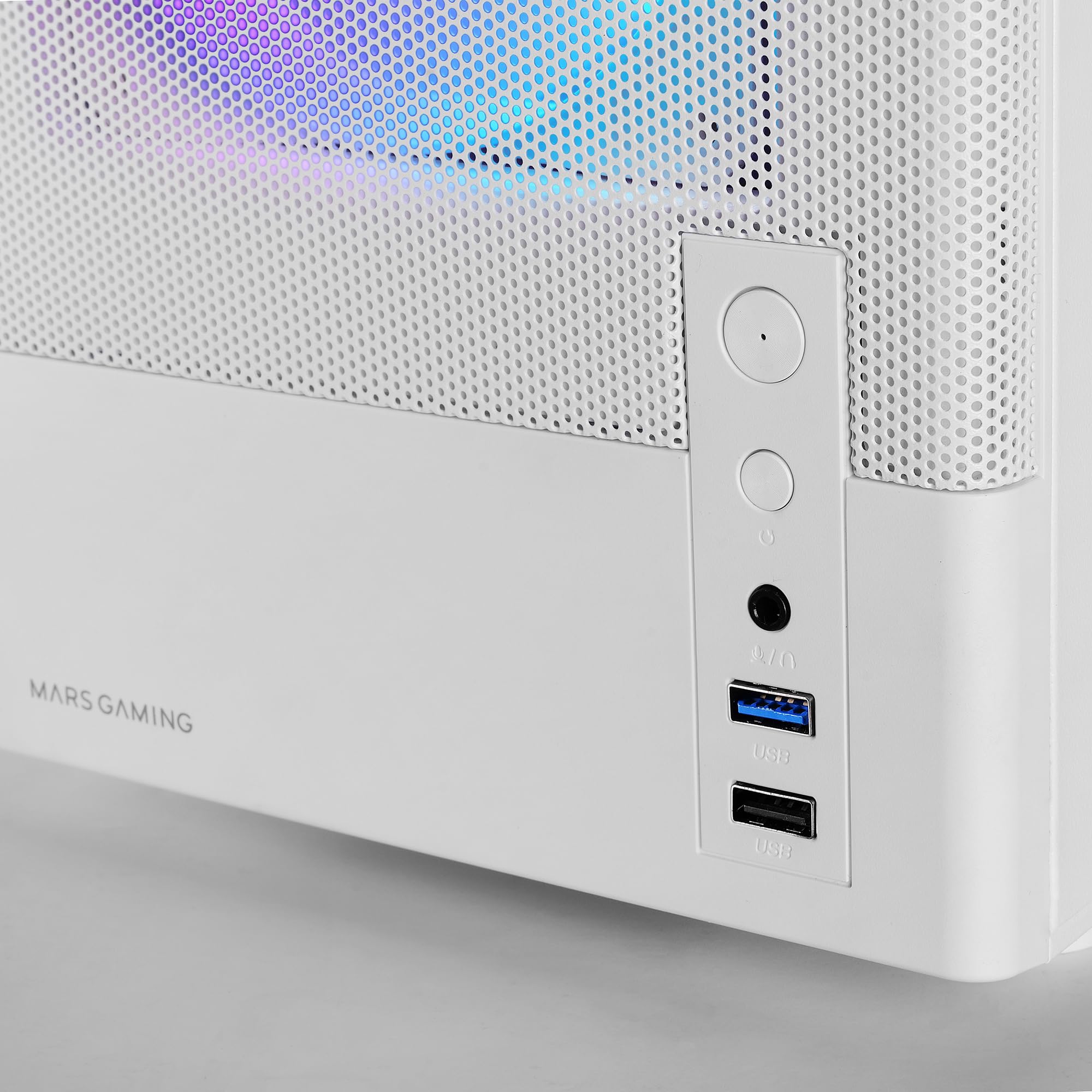 Mars Gaming MC-ONYX, Obudowa Gamingowa MicroATX, Metalowy Front Mesh, Boczne Okno z Hartowanego Szkła, 3x Wentylatory ARGB FDB, Podwójna Komora, Chłodzenie Cieczą do 240 mm, Biała