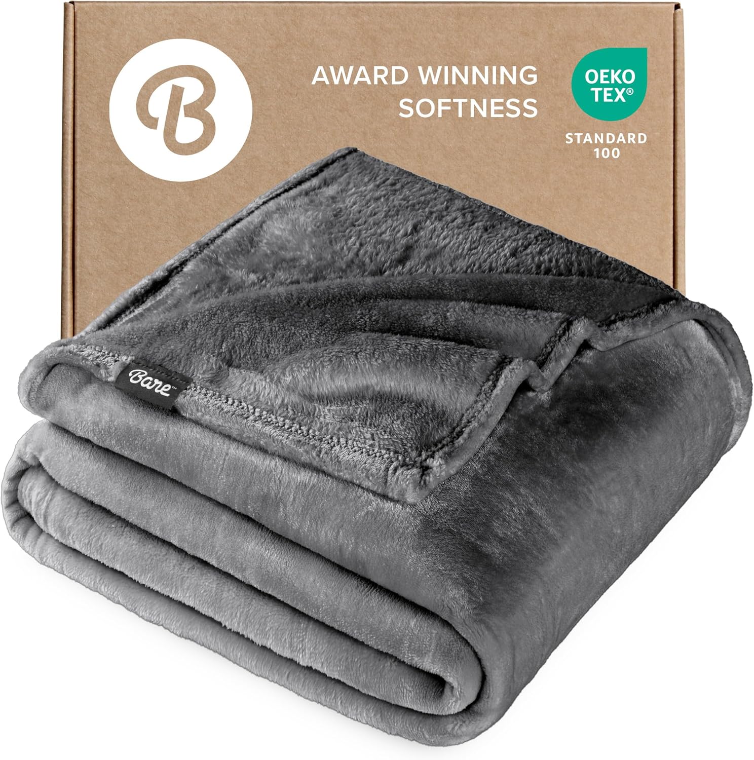 Bare Home Fleece Blanket - Full/Queen - Ultra-Soft Lightweight for Bed, Sofa, and Couch - Luxury Microplush - Cozy Warm Blanket (Full/Queen, Grey)