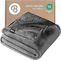Bare Home Twin XL Grey Microplush Fleece Blanket - Ultra Soft Lightweight Warm Cozy for Bed Sofa Couch 66x90"