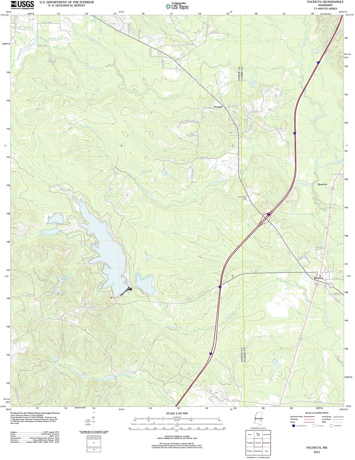 2012 Pachuta, MS Mississippi USGS Historical
