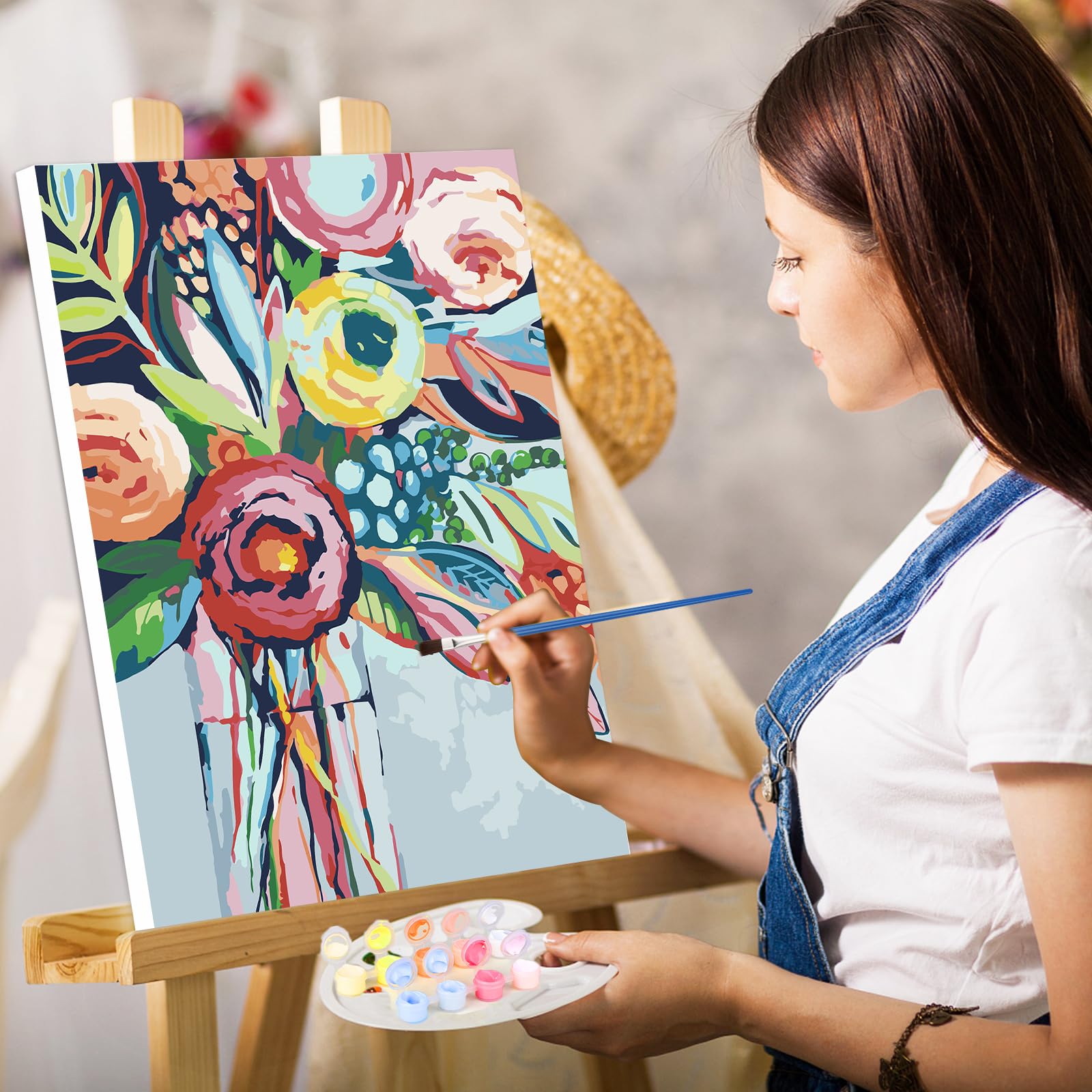 Kit Pittura Con Numeri Per Adulti E Bambini - Tela 50x40