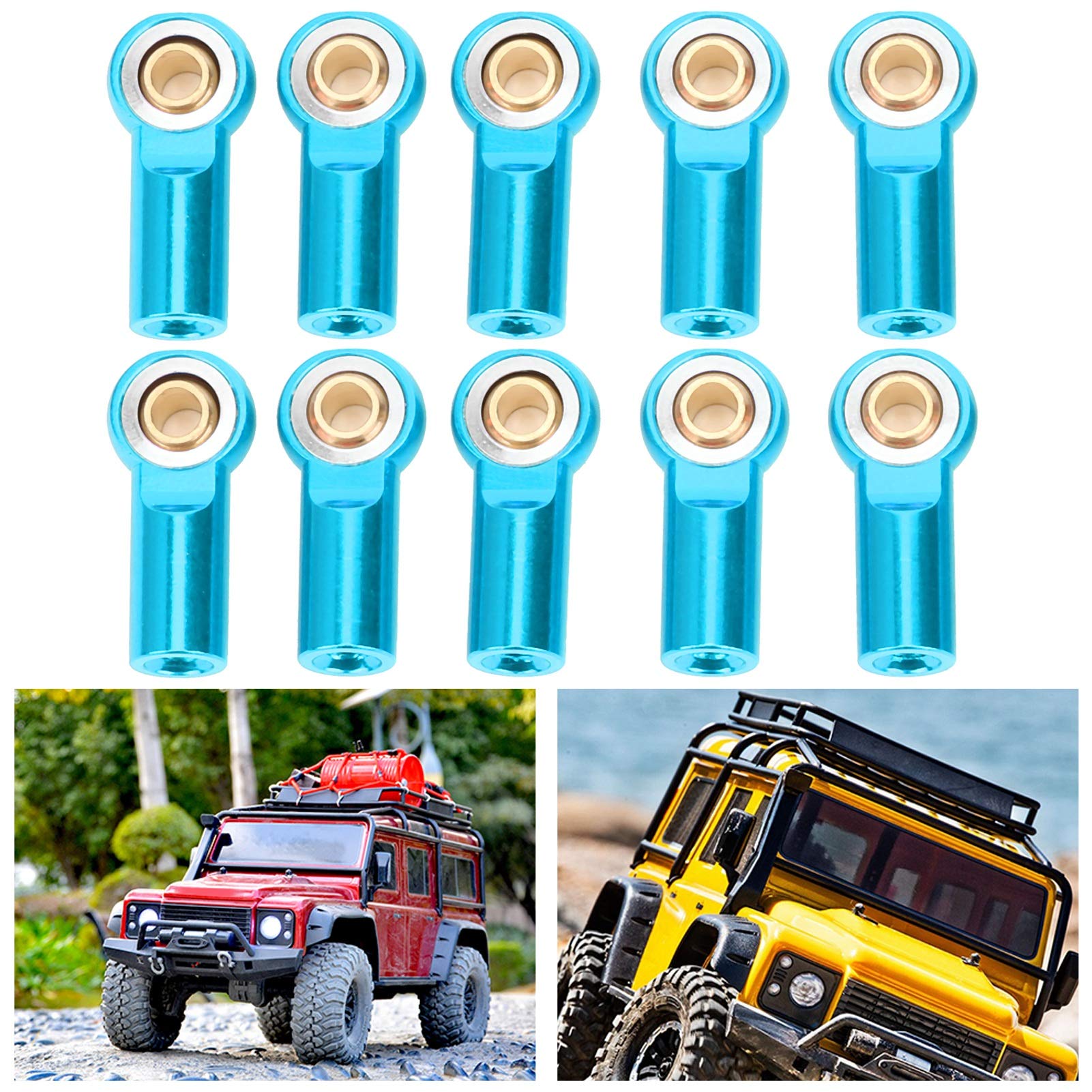 10Pcs RC Car Pull Connecting Rod Metal Ball Joint Accessory for AXIAL SCX10 1/10 (Blue) - Image 4