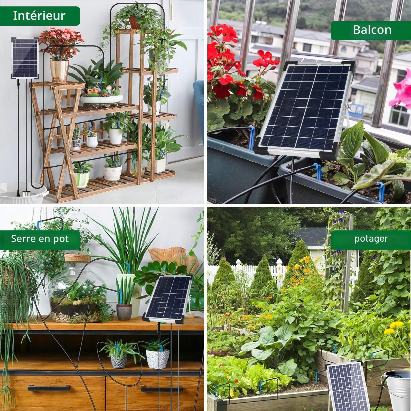 jardin goutte à goutte système d'arrosage solaire, 5W automatique solaire goutte à goutte Kit système d'arrosage, dispositif d'arrosage de plantes en mode temporisé