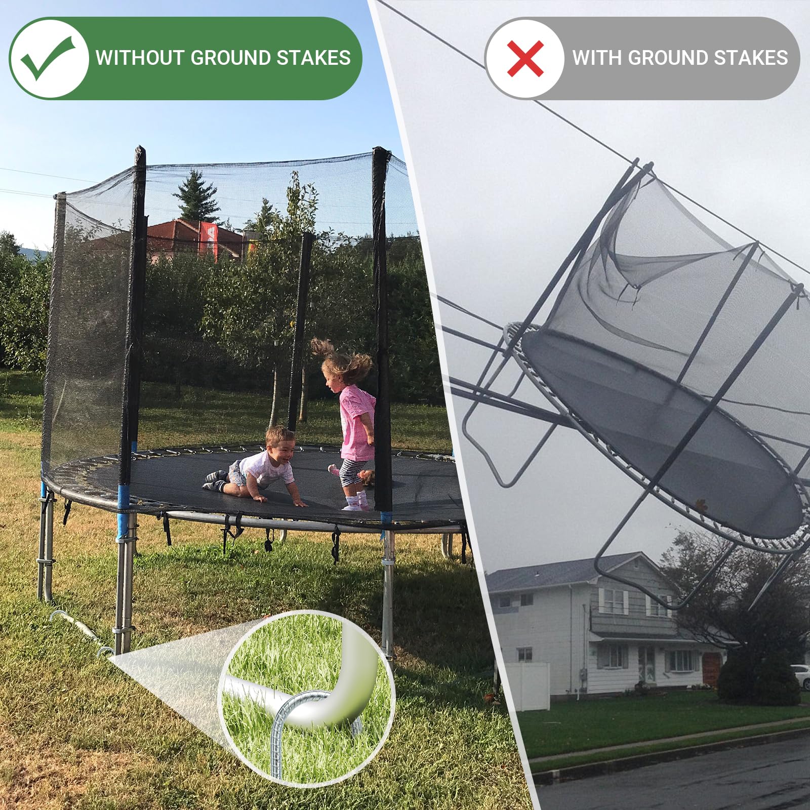 Kiivakii Paquete de 12 estacas para trampolín de 12 Pulgadas, estacas de Viento en Forma de U, Piezas de trampolín Resistentes, estacas de Acero para Camas elásticas, toldos al Aire Libre, Tiendas de