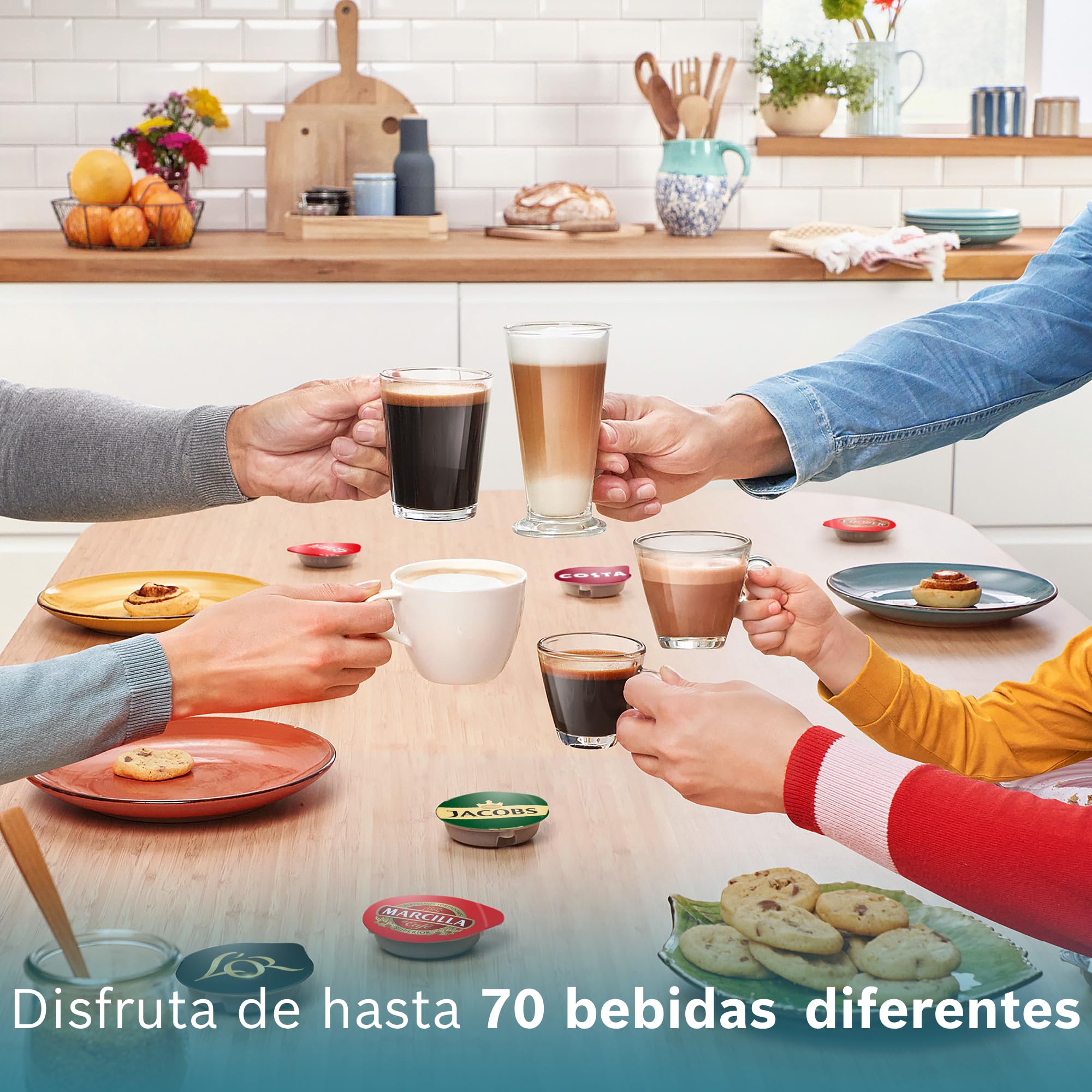 Bosch - Cafetera Multibebida Tassimo Finesse Friendly, 1400W, INTELLIBREW™, Beige, TAS167P