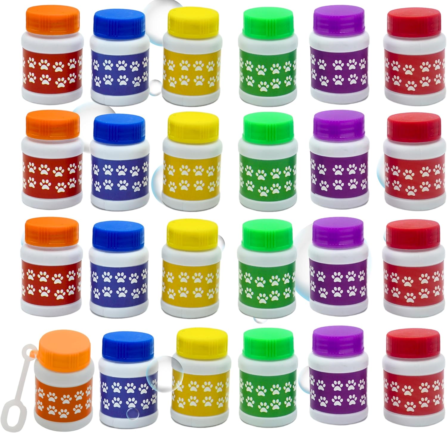 24 Pack Paw Print Bubble Bottles - Mini Bubbles 1 FL oz, Paw Dog Party Favors, Goodie Bag Fillers Stuffers, Party Supplies & Decorations, Bubble Wand Blowing Toys for Kids Boys & Girls