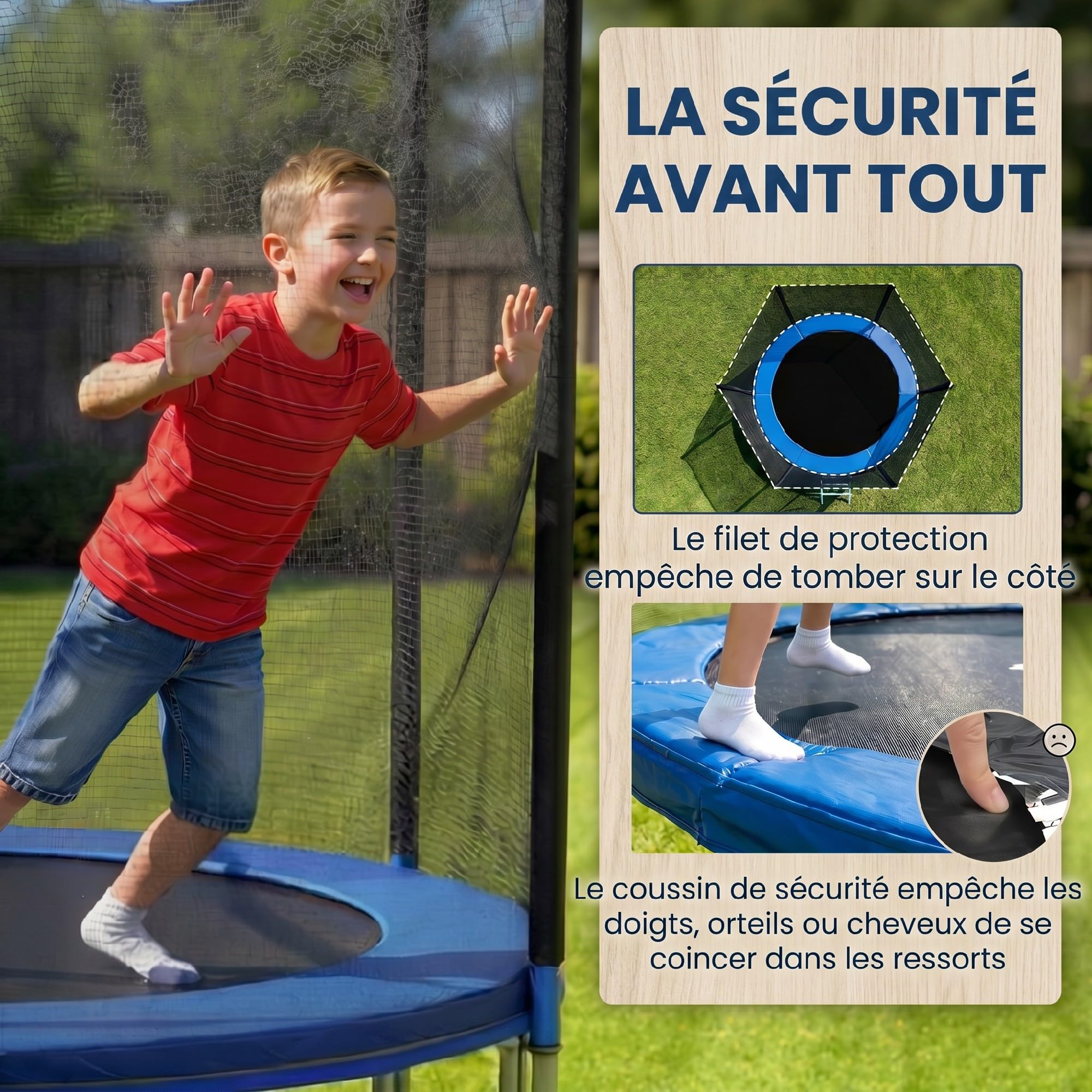 SPORTNOW Trampoline Exterieur Enfant avec Filet Sécurité Échelle Ø 180cm | Poteaux Rembourrés, Trampoline de Jardin, pour Enfants Adolescents et Adultes