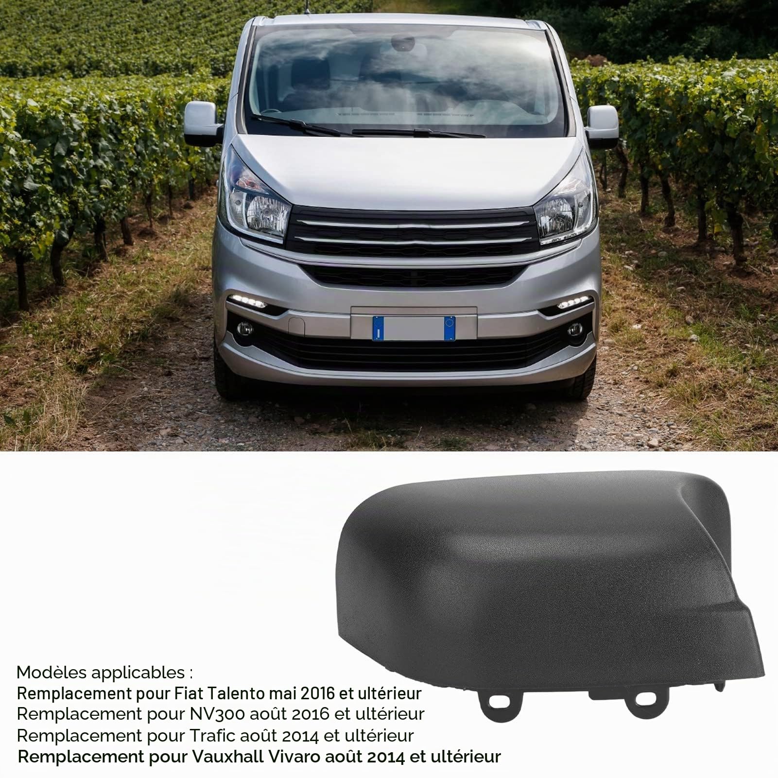 Couverture de Rétroviseur Latéral, Remplacement de la Couverture de Protection de Rétroviseur Arrière de Voiture Noir Mat ABS pour à Partir D'août 2014 - à Partir