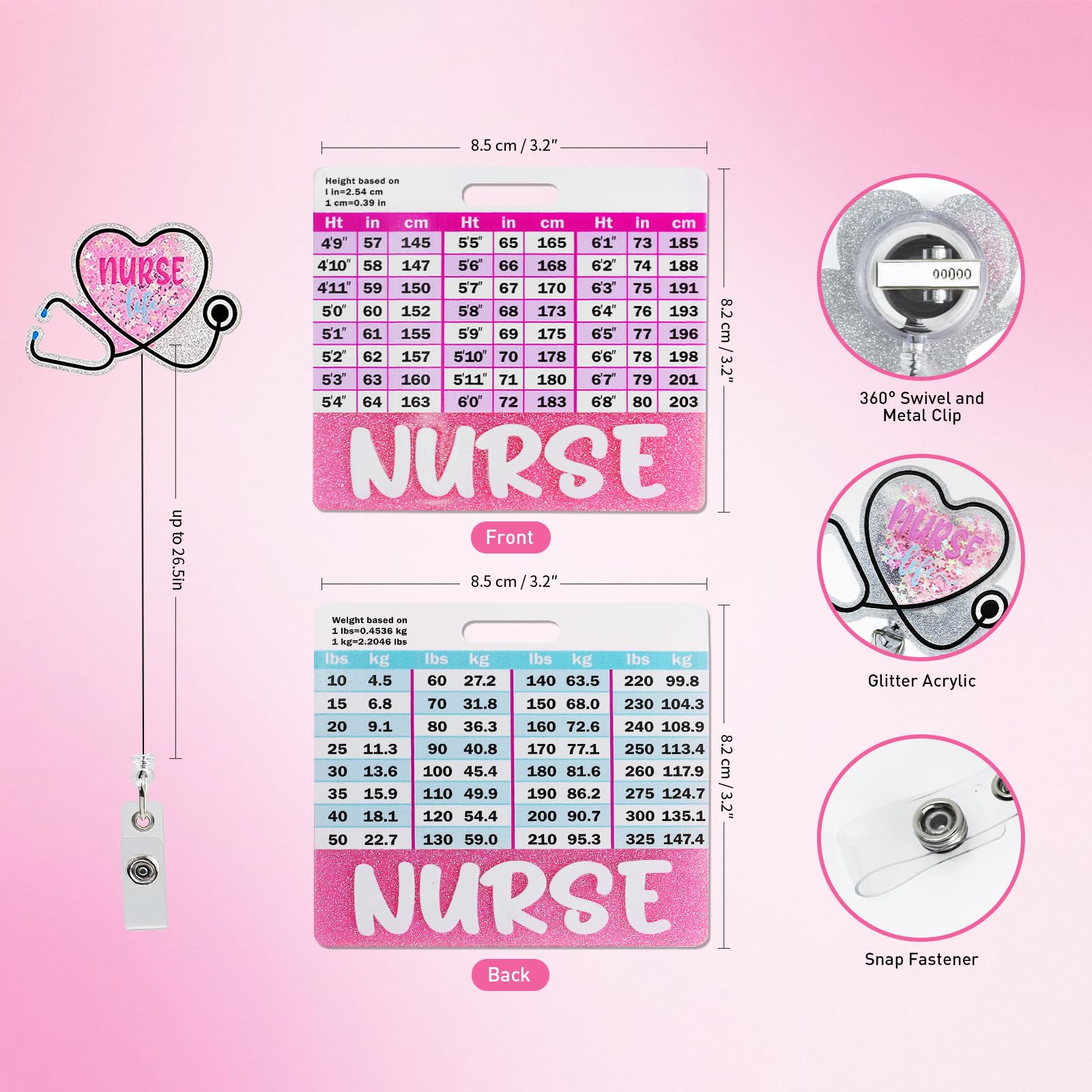 Scian Kit per infermiere da 13 pezzi, essenziale per il lavoro, regalo perfetto per studenti di medicina, borsa portatile con stetoscopio, sfigmomanometro, otoscopio, diapason, forbici mediche (rosa)