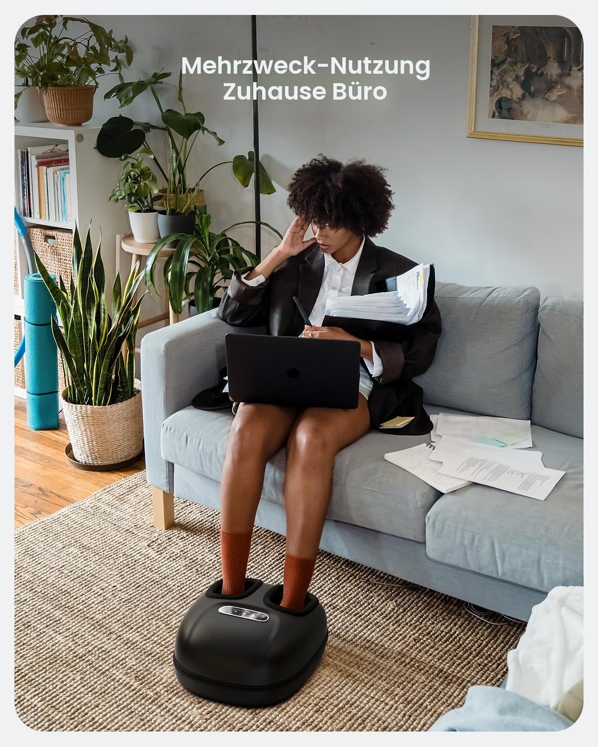 RENPHO Tragbares Fußmassagegerät mit Wärme, Shiatsu Fussmassagegerät | Shiatsu Kneten, Rollen und Luftkompression für zu Hause, im Büro oder nach der Arbeit, Geschenke für Frauen Männer, Schwarz