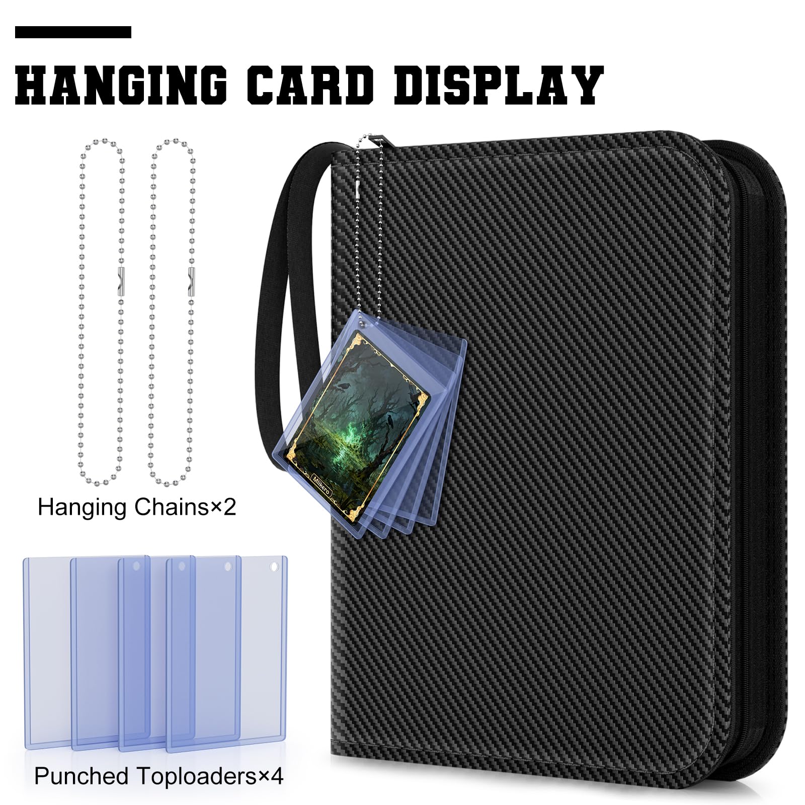 Album di carte da collezione, 9 tasche, raccoglitore con 360 carte di capacità, porta carte per YuGiOh, Match Attax, Ninjago ecc. (nero), regali per ragazzi e bambini