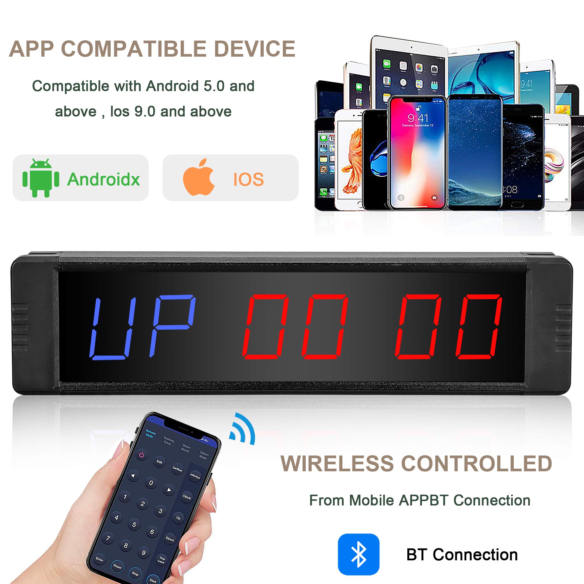 Timer a LED per allenamento e palestra, timer magnetico posteriore programmabile per allenamento fitness con telecomando, conteggio alla rovescia/cronometro per TABATA FGB