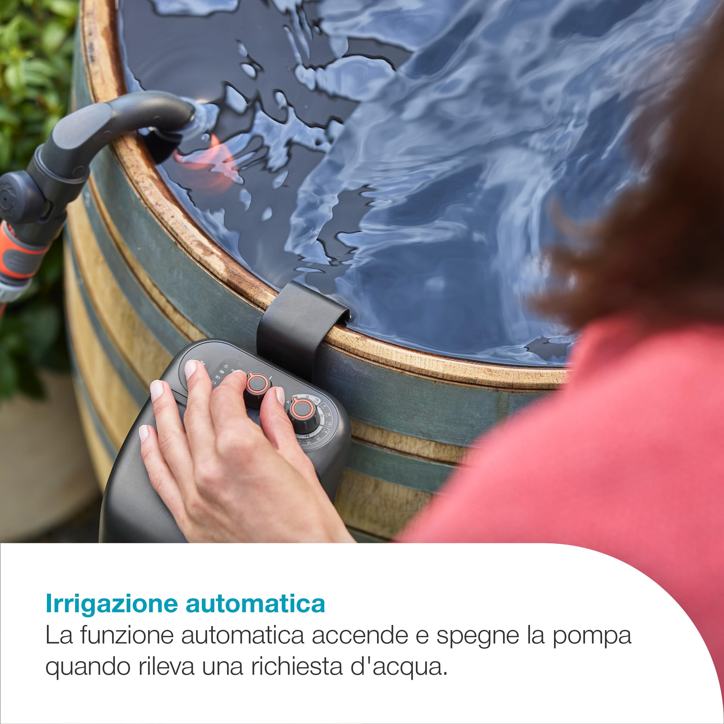 Gardena Pompa Per Cisterna A Batteria 2400 Comfort Automatic 18V P4A Set Pronto All’Uso: Pompa per acqua automatica, Programmazione dell'irrigazione, Timer funzione, Pressione costante (14605-20)
