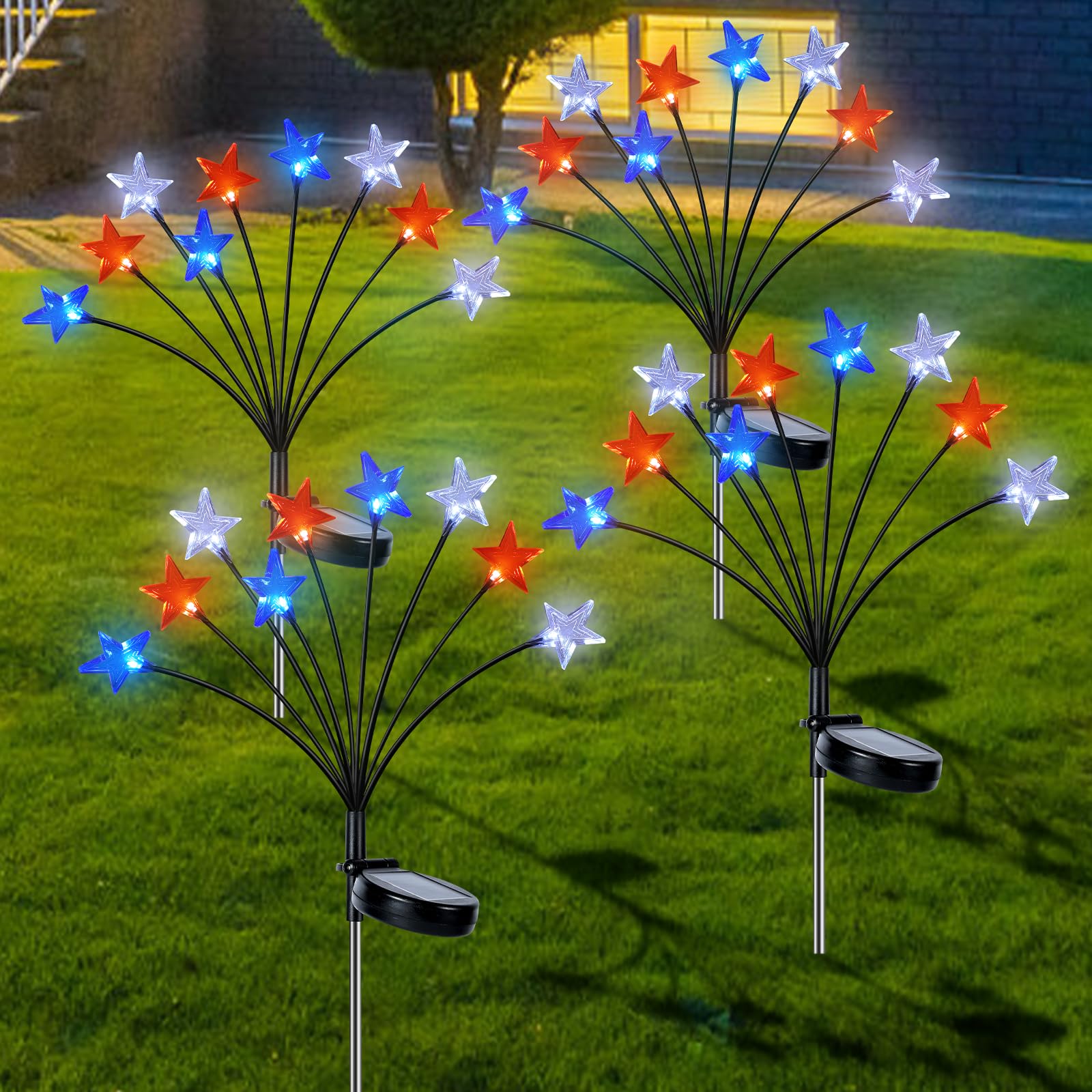 Lewondr Solar Star Garden Lights 4-Pack