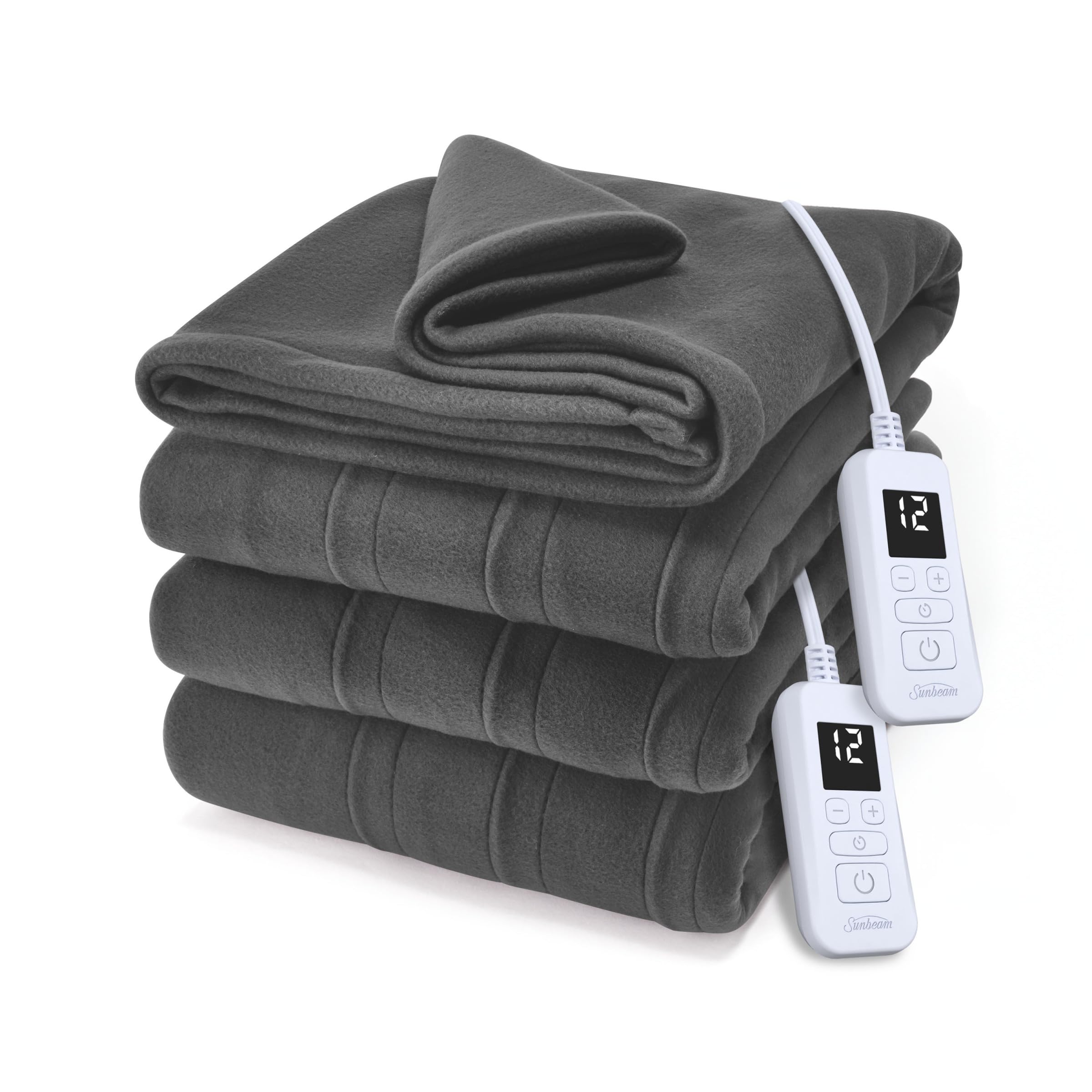 Sunbeam Royal Ultra Fleece Heated Blanket Dark Gray King 90x100