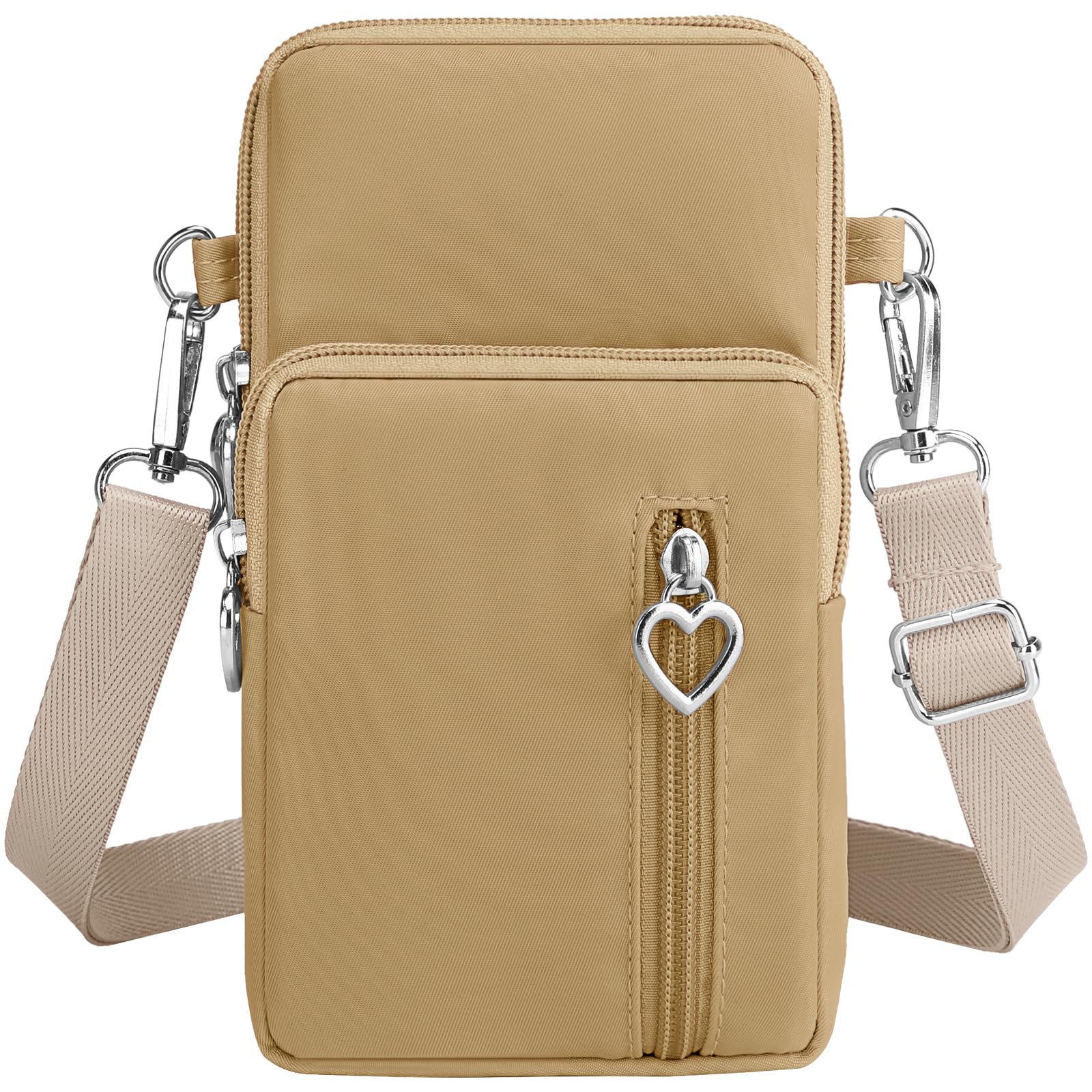 BIAOTIE Lightweight Small Crossbody bags Cell Phone Purses Travel Pouch Shoulder Bag for Women (Khaki)