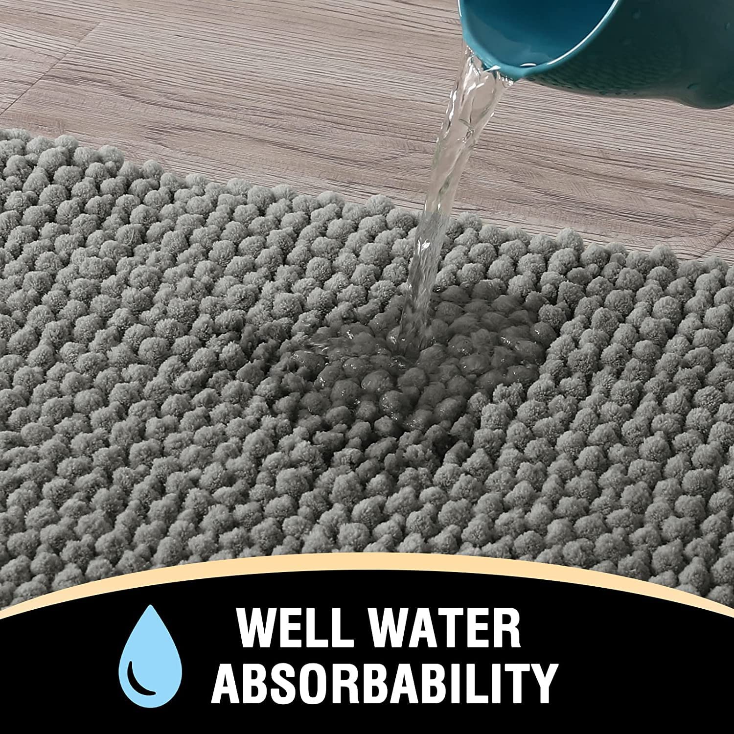 Tappeto Bagno In Ciniglia - Super Assorbente, Antiscivolo, Lavabile, 43x60 Cm