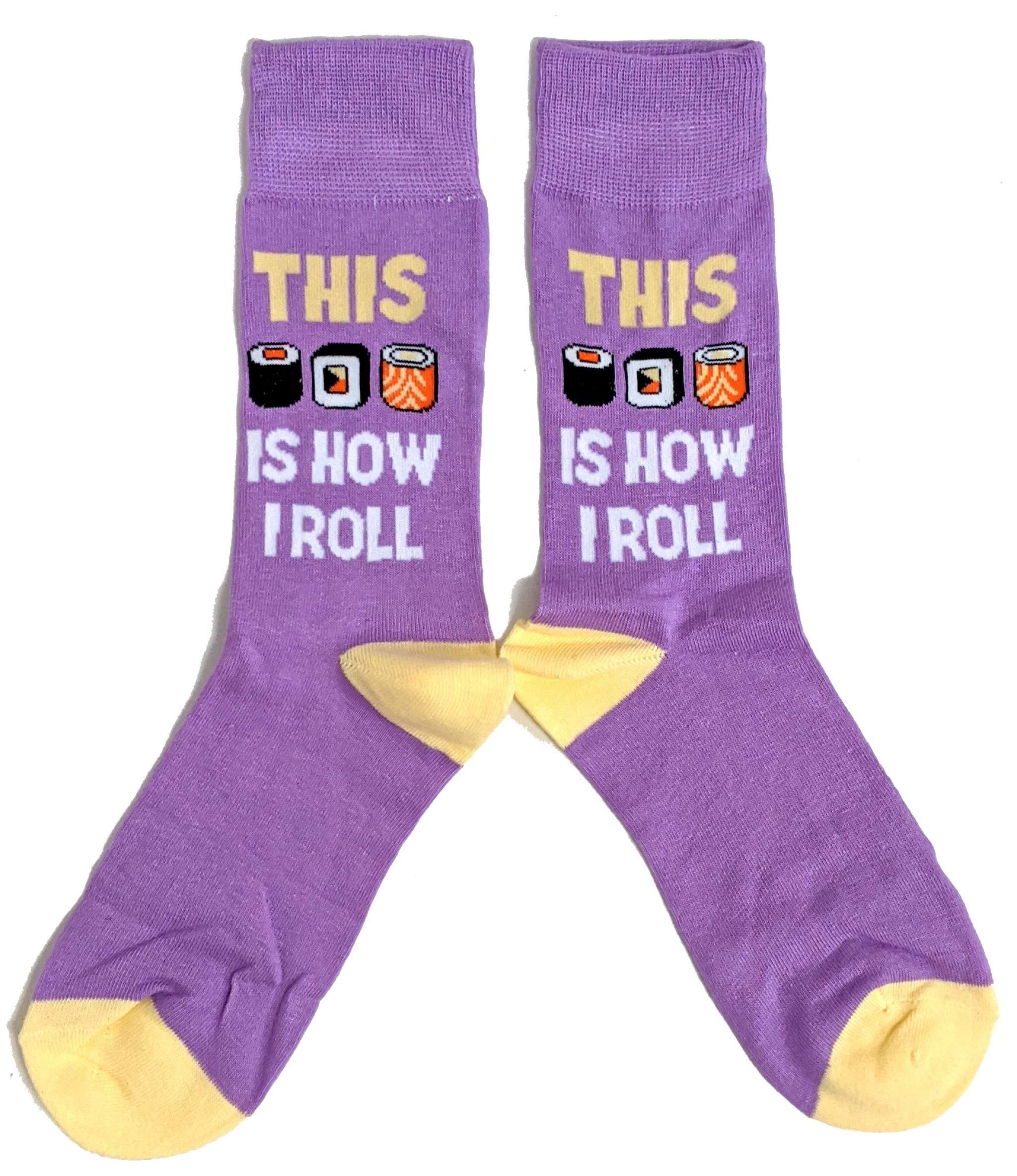 Sock Shack Men's Purple This Is How I Roll Food Sushi Word Pun Socks 6-11 Uk / 39-45 Euro / 7-12 Usa