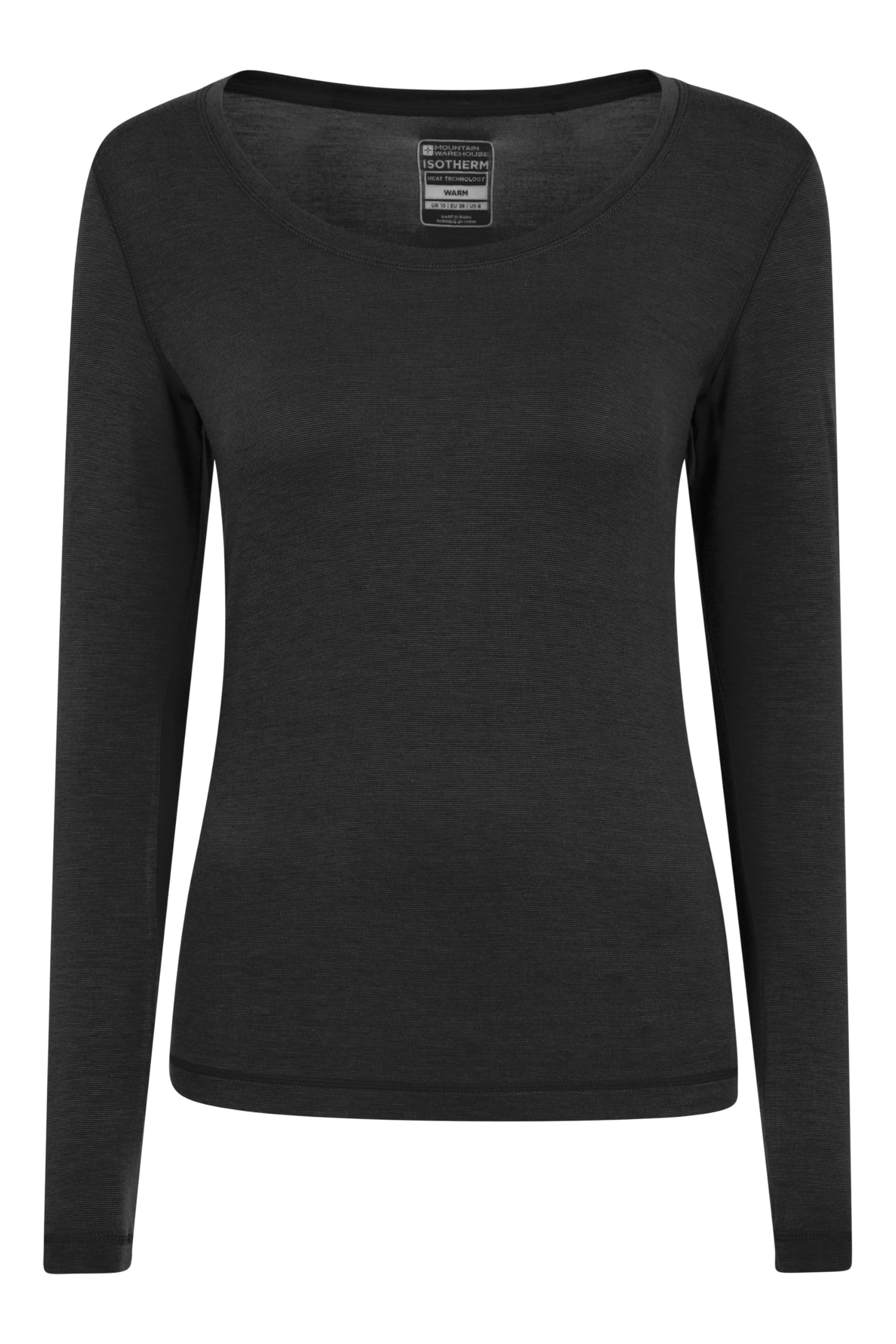 Mountain Warehouse Keep The Heat Isotherm Womens Round Neck Top - Lightweight Ladies Baselayer, Breathable Underlayer - Best for Skiing, Snowboarding Black Women's Size 22