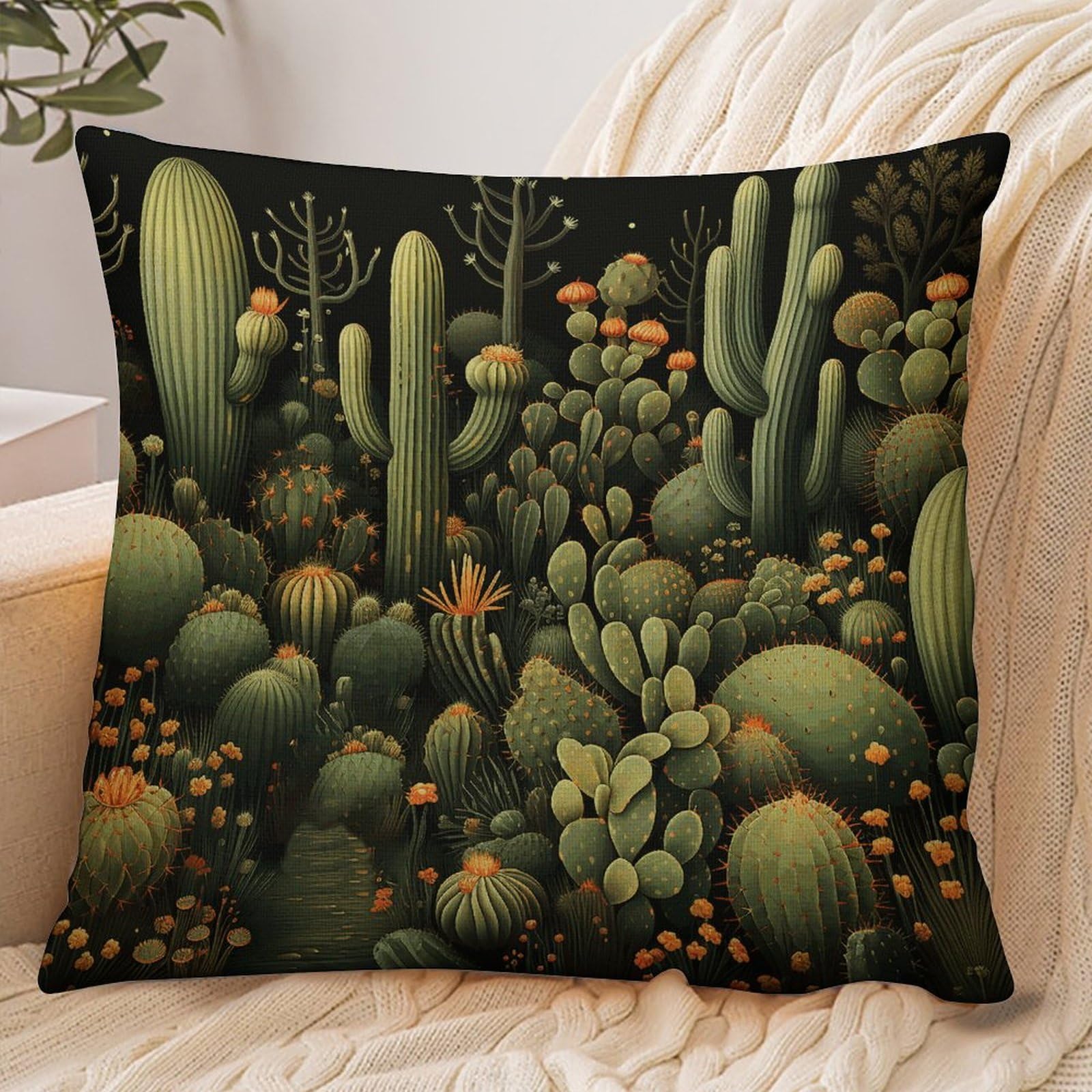 Fekiloot Style Green Cactus Pillowcase Pillow Sham Pillow Case
